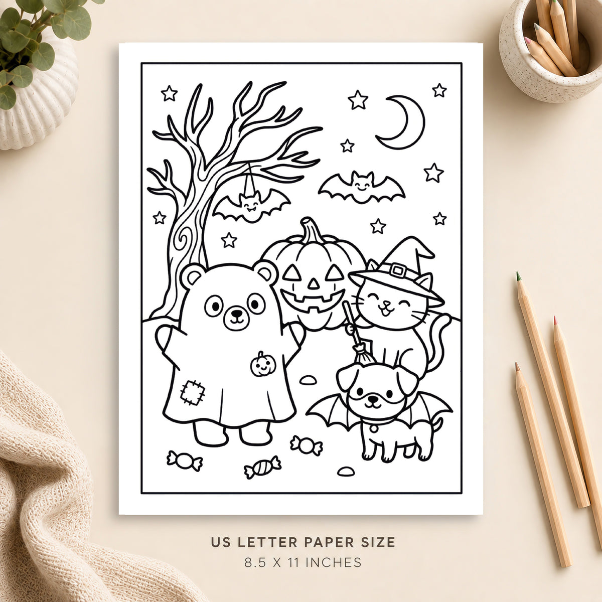 Halloween Animals Coloring Page 4