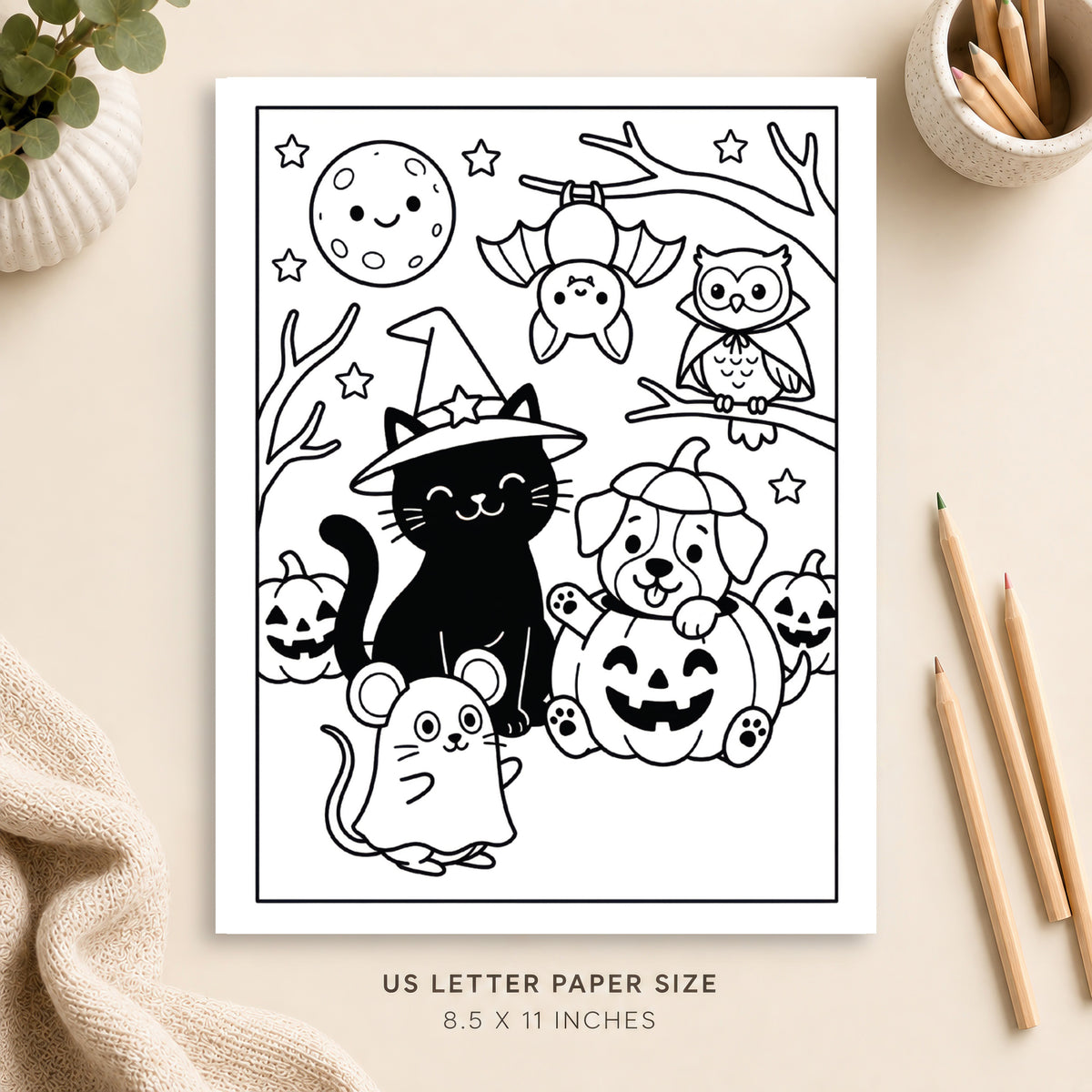 Halloween Animals Coloring Page 7