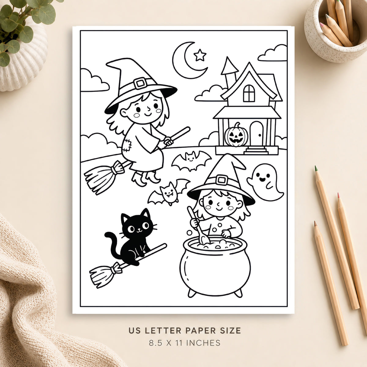Halloween Witch Coloring Page 2
