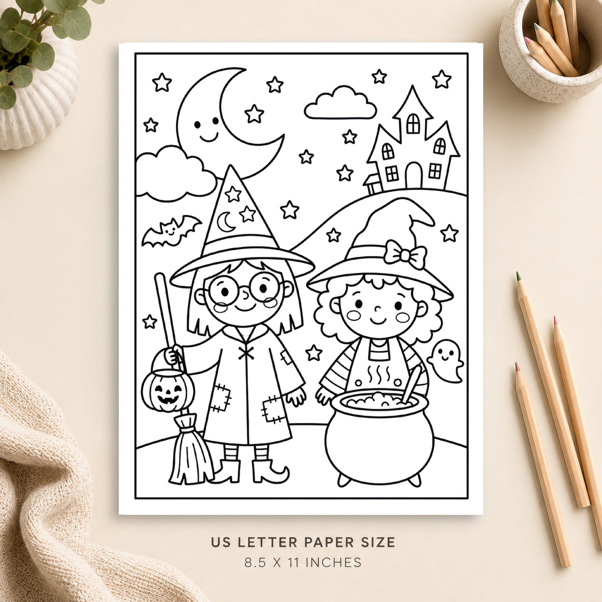 Halloween Witch Coloring Page 3