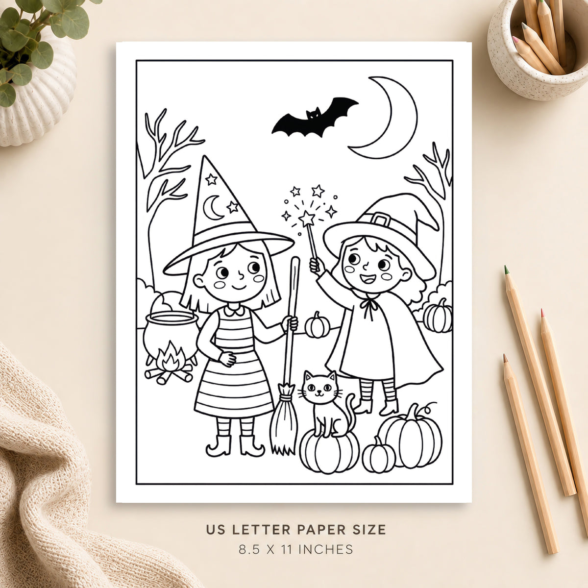 Halloween Witch Coloring Page 4