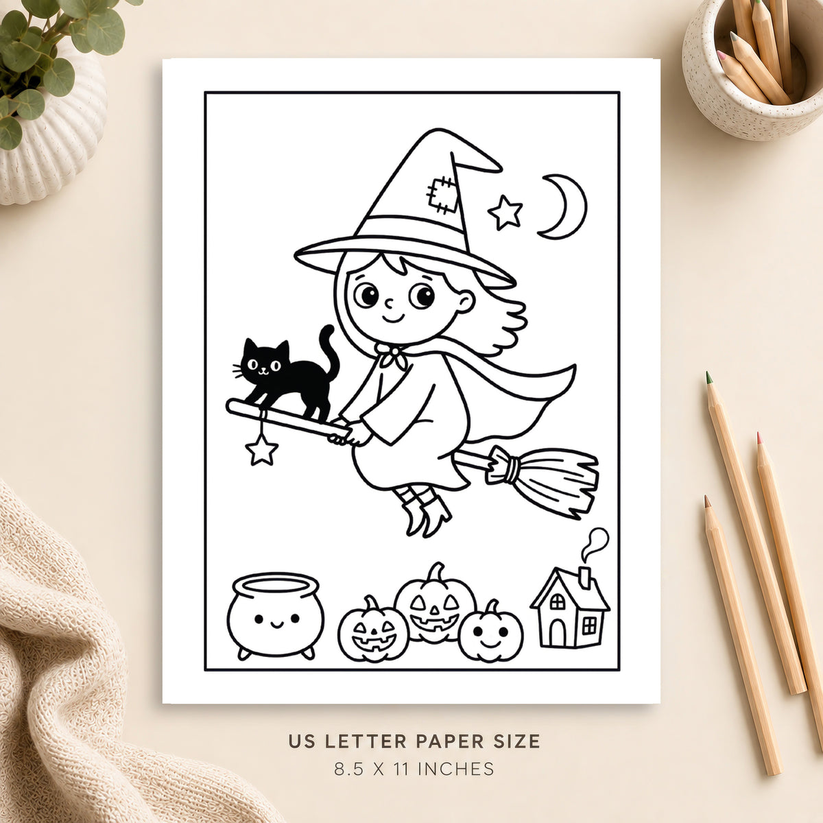Halloween Witch Coloring Page 6