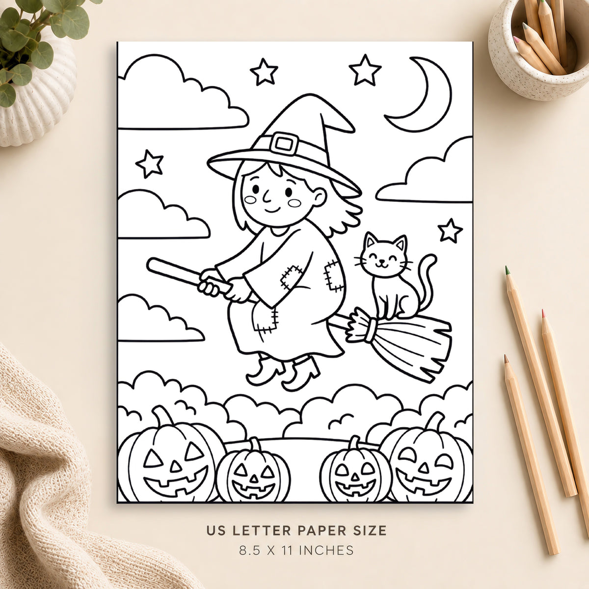 Halloween Witch Coloring Page 7