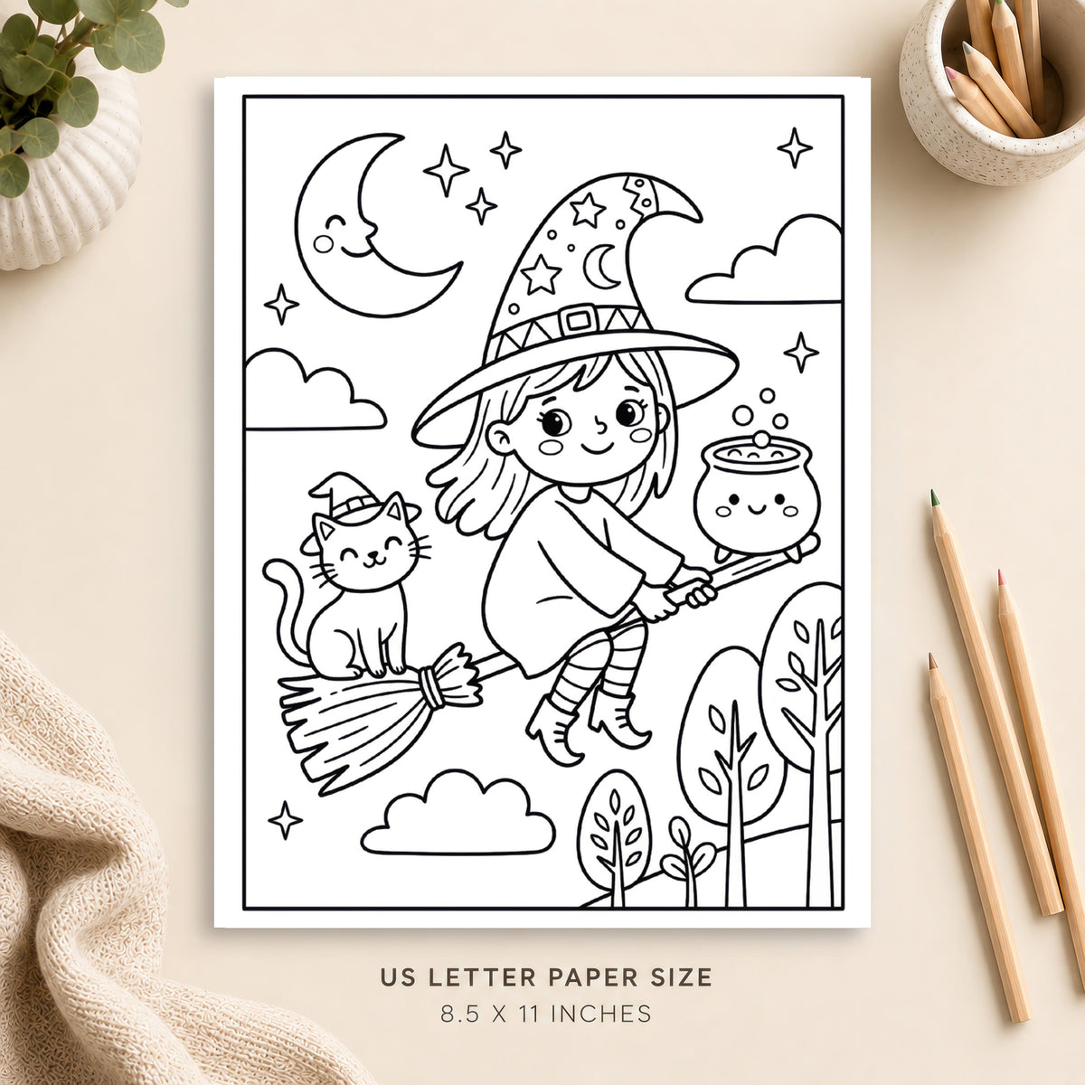 Halloween Witch Coloring Page 8