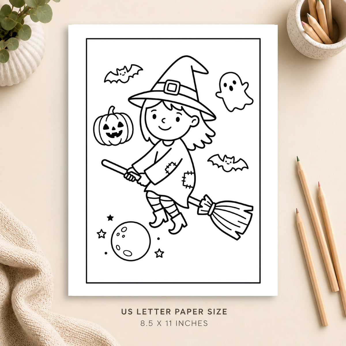 Halloween Witch Coloring Page 9