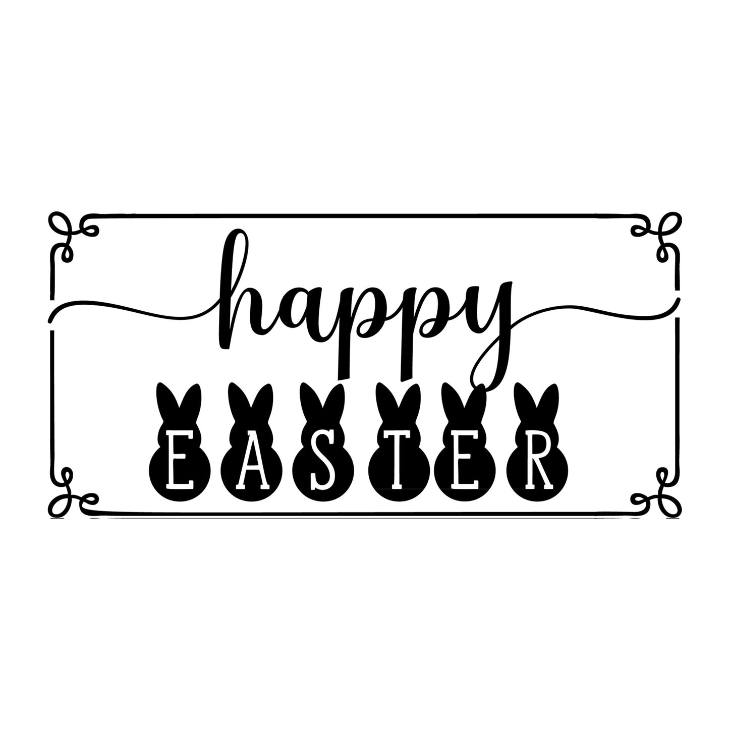 Happy Easter SVG design for Cricut, Silhouette, laser cutting, vinyl, sublimation, Easter signs, and spring craft projects.