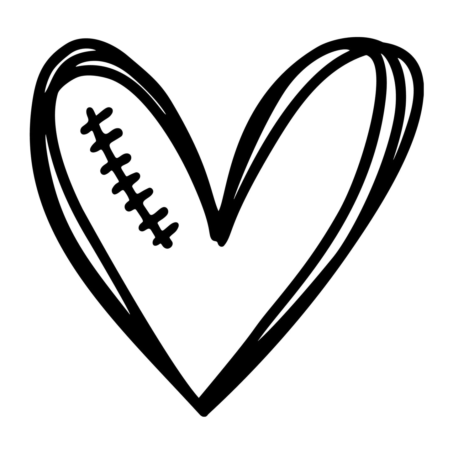 Heart Football Handdrawn SVG design for Cricut, Silhouette, laser cutting, vinyl, sublimation, football, and game day craft projects.