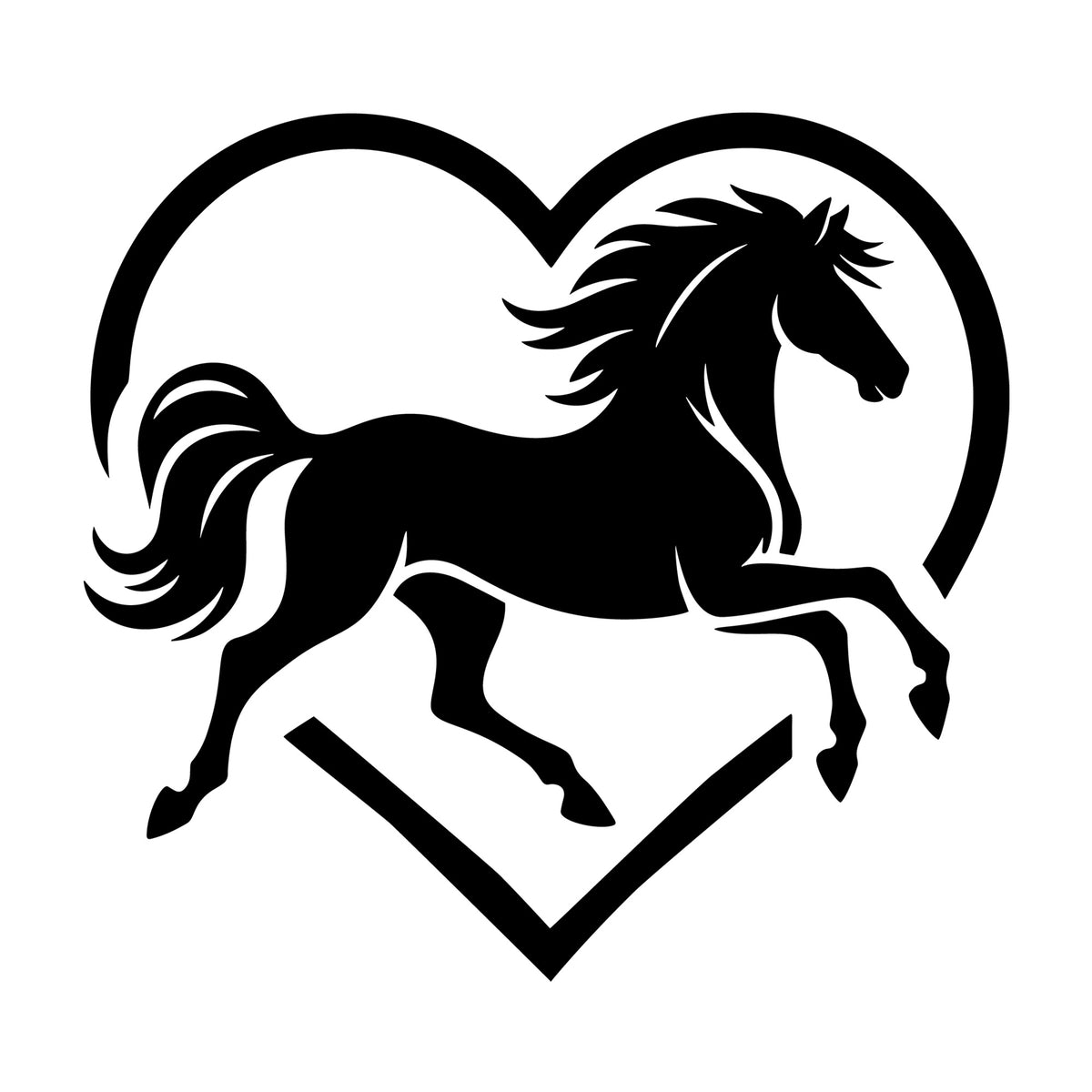 Heart Shape Horse SVG design for Cricut, Silhouette, laser cutting, vinyl, sublimation, and craft projects.