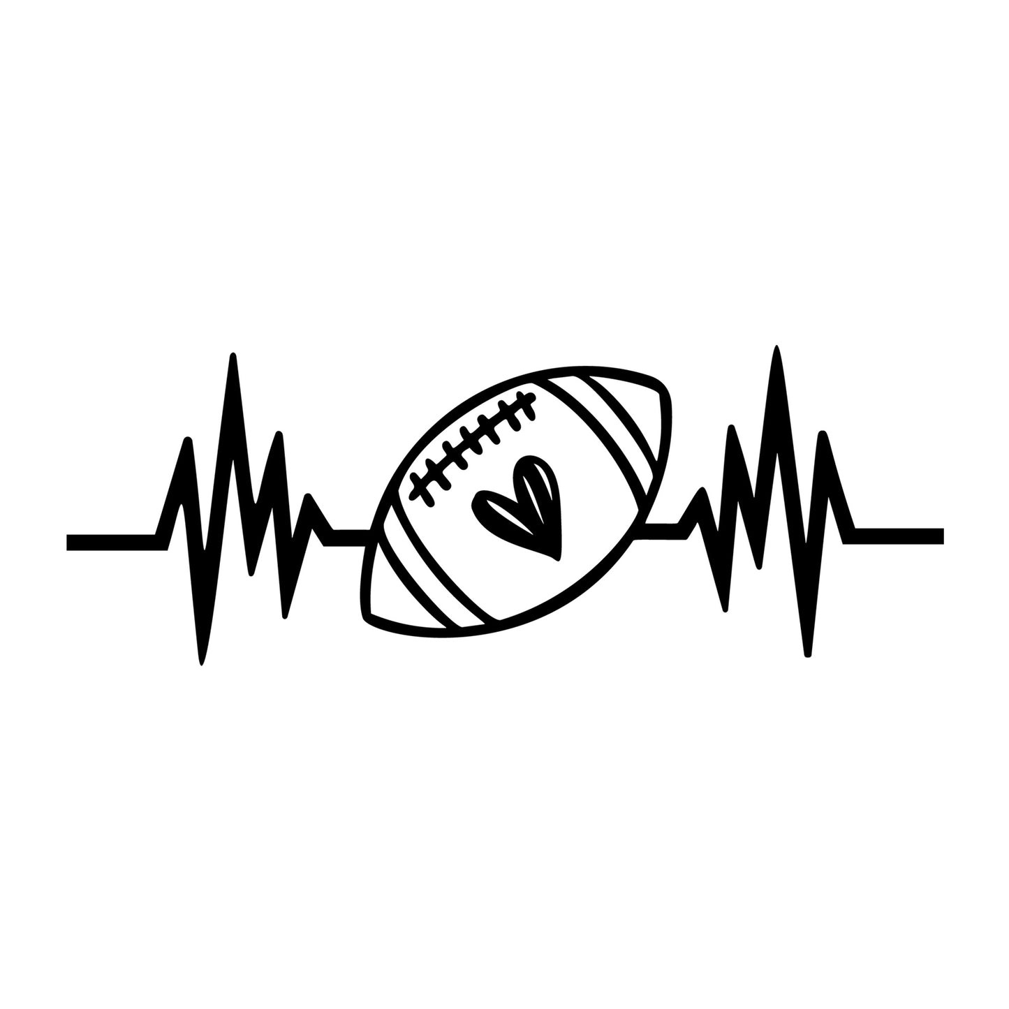 Heartbeat Football SVG design for Cricut, Silhouette, laser cutting, vinyl, sublimation, football, and game day craft projects.