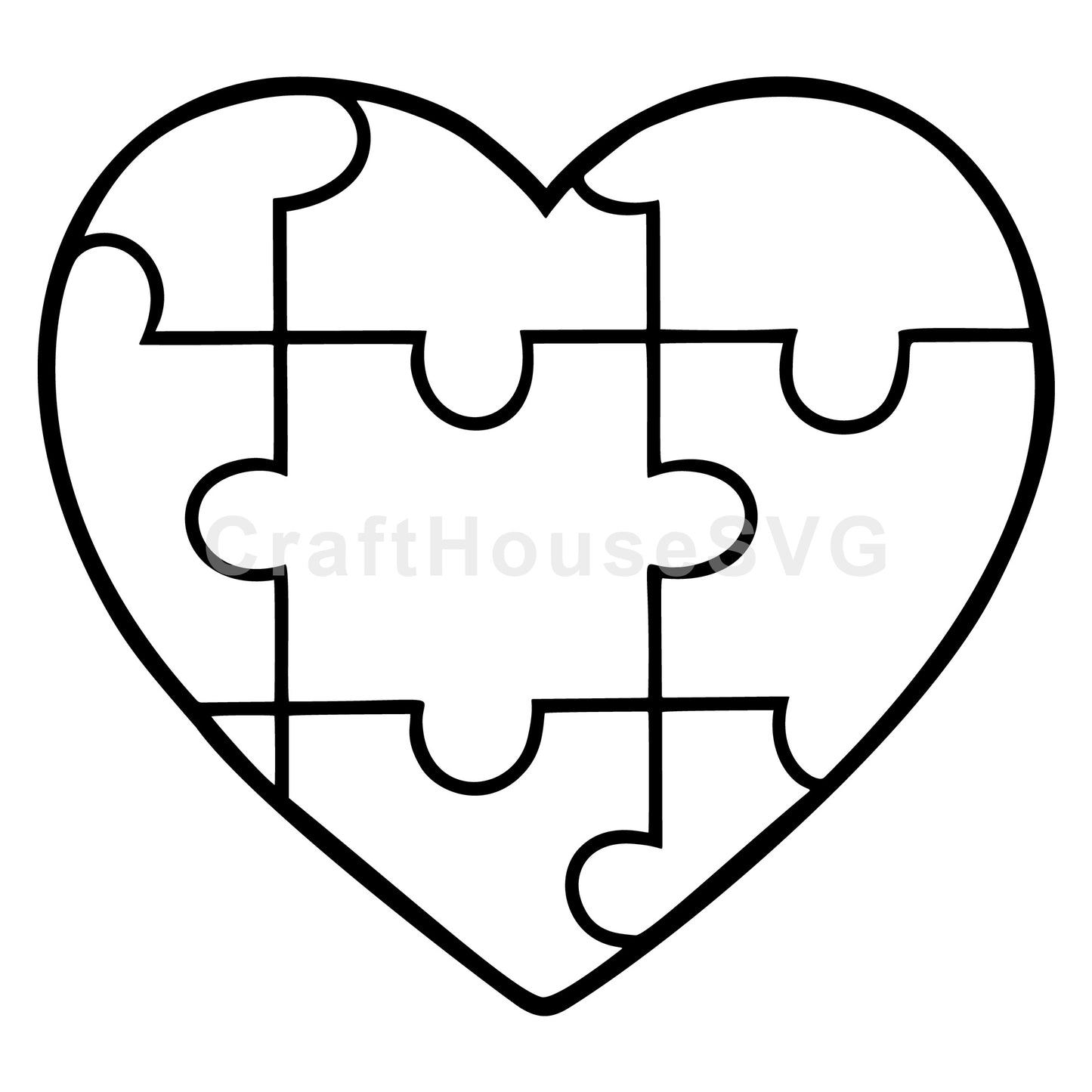 Heart puzzle black and white SVG