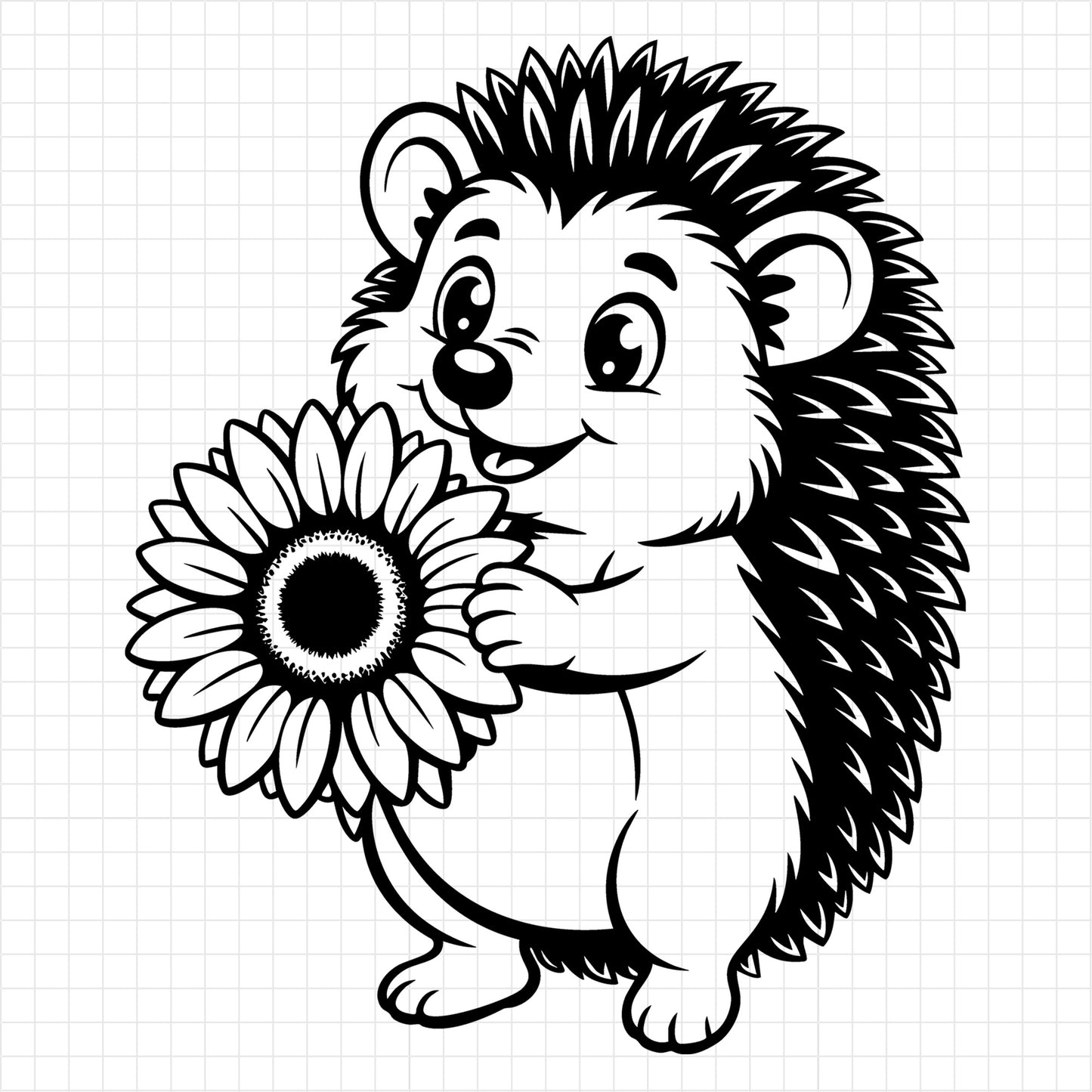 Hedgehog Holding Sunflower SVG