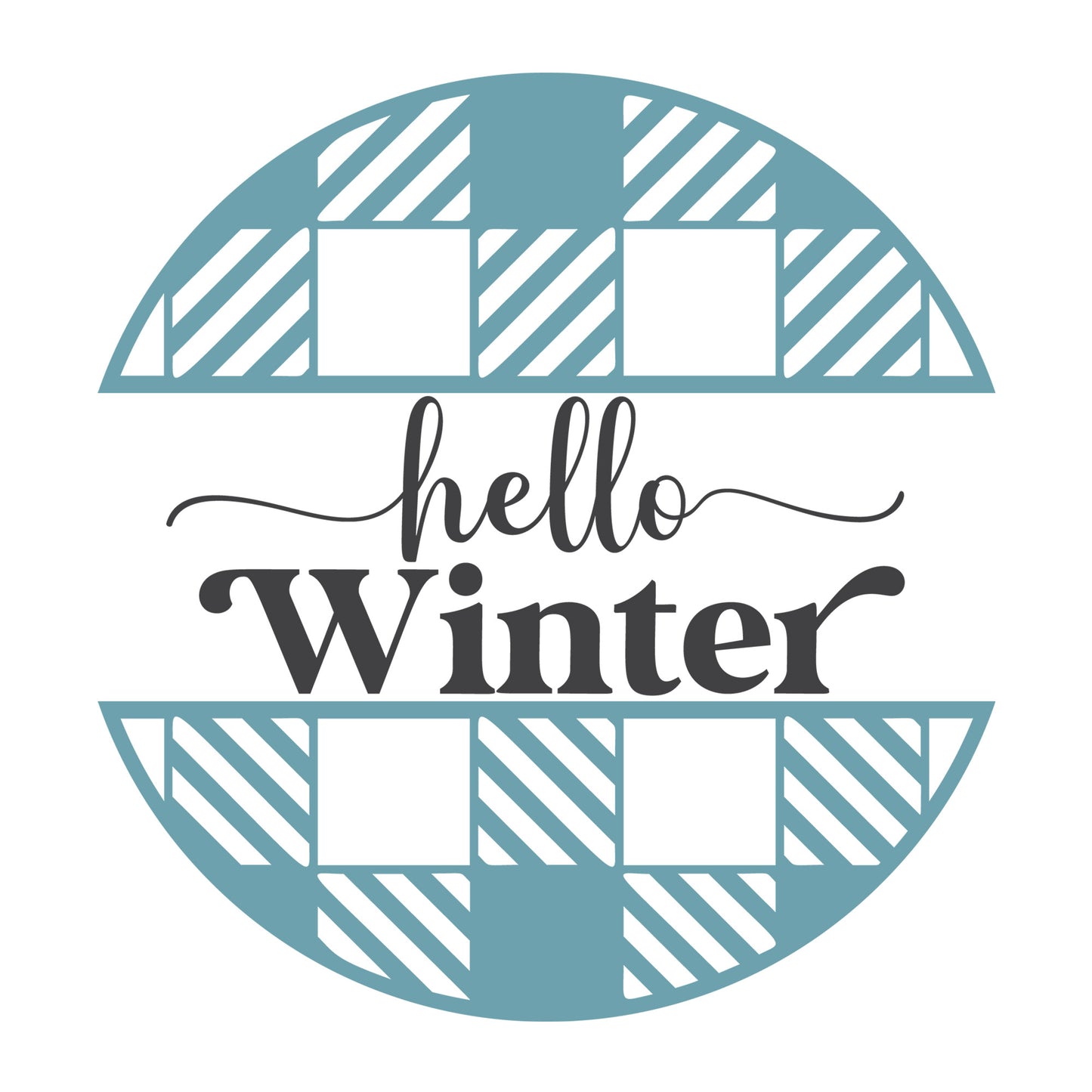 Hello Winter Plaid SVG design for Cricut, Silhouette, laser cutting, vinyl, sublimation, winter signs, and home decor projects.
