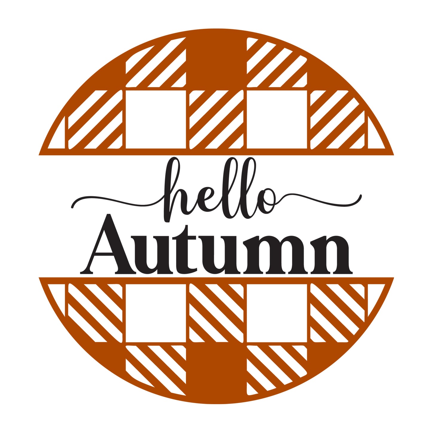 Hello Autumn Plaid SVG design for Cricut, Silhouette, laser cutting, vinyl, sublimation, fall signs, and autumn craft projects.