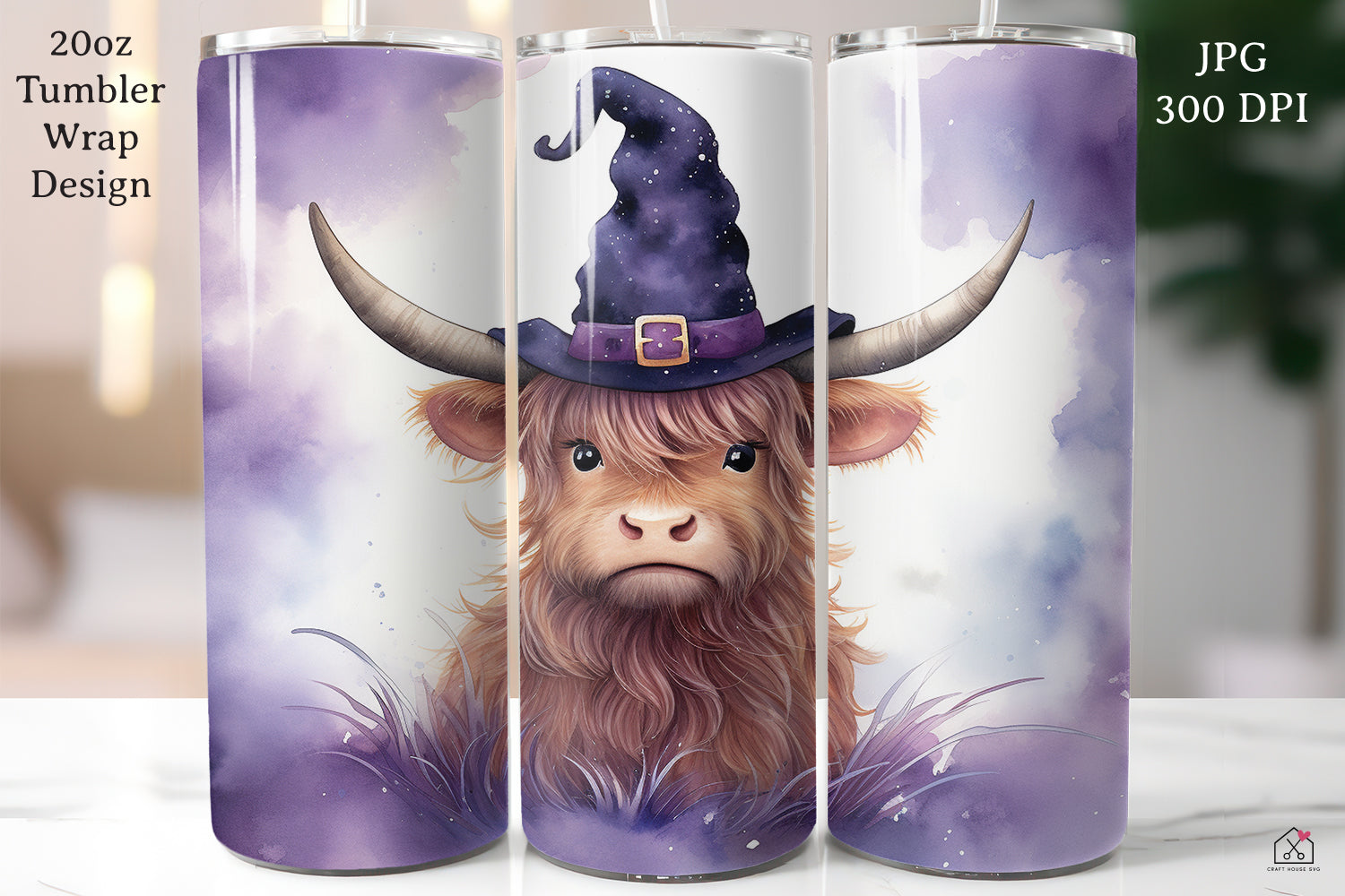 Watercolor Halloween 20oz Tumbler Wrap Bundle Sublimation Designs JPG