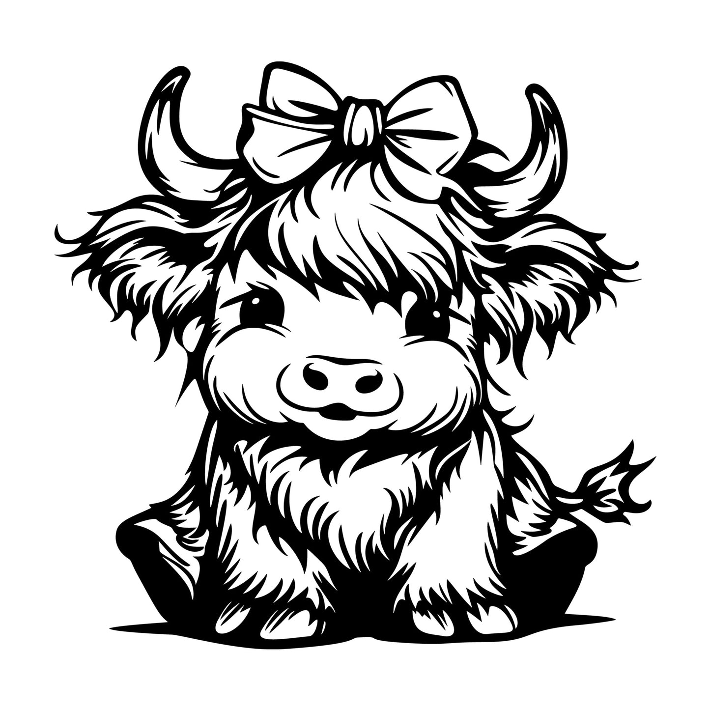 Highland Cow SVG design for Cricut, Silhouette, laser cutting, vinyl, sublimation, and craft projects.