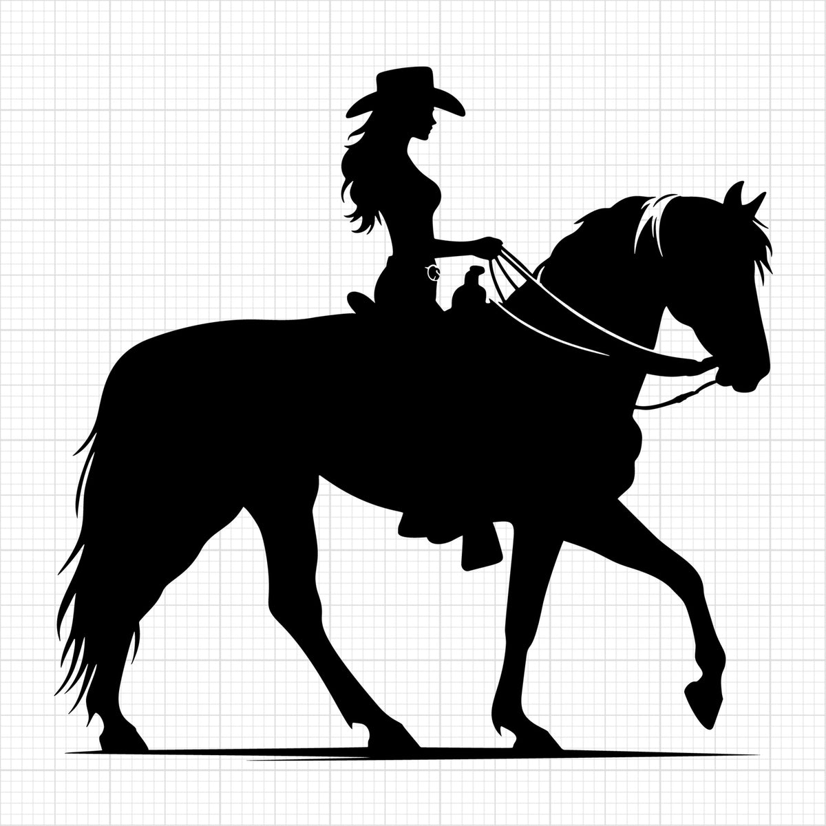 Horse with a cowgirl silhouette
