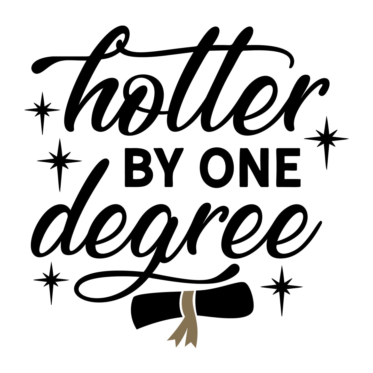 Hotter By One Degree SVG design for Cricut, Silhouette, laser cutting, vinyl, sublimation, graduation crafts, and DIY projects.