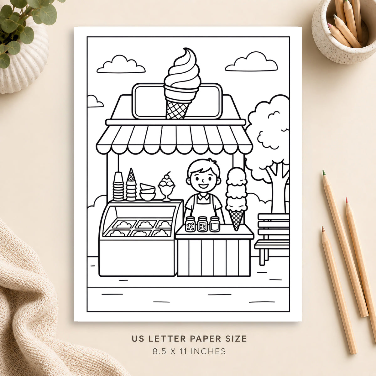 Ice Cream Shop Coloring Page 5