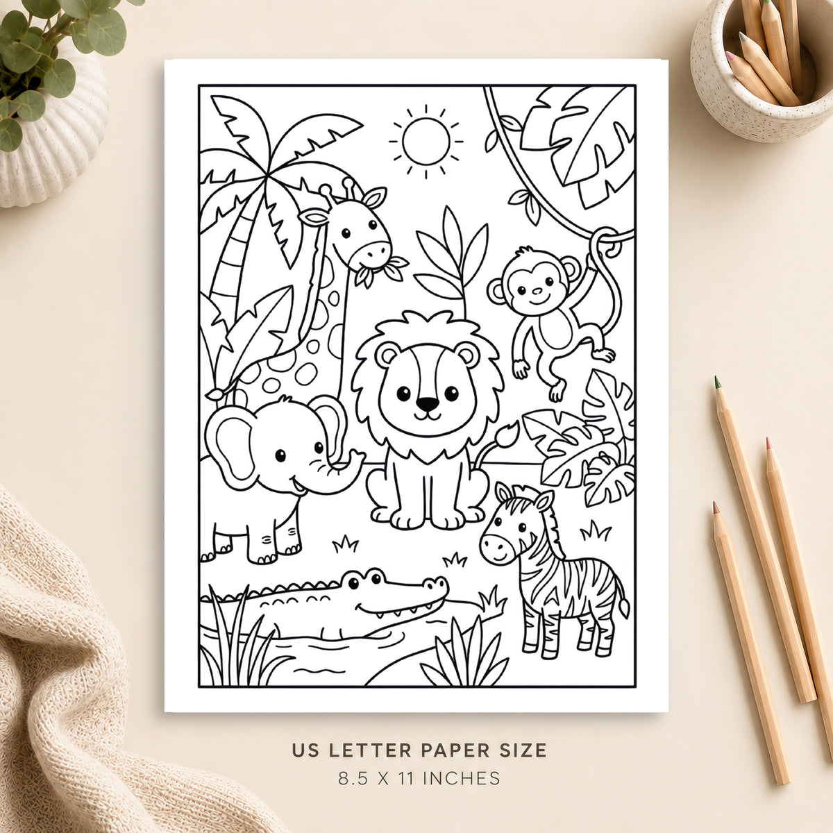 Jungle Animals Coloring Page 4