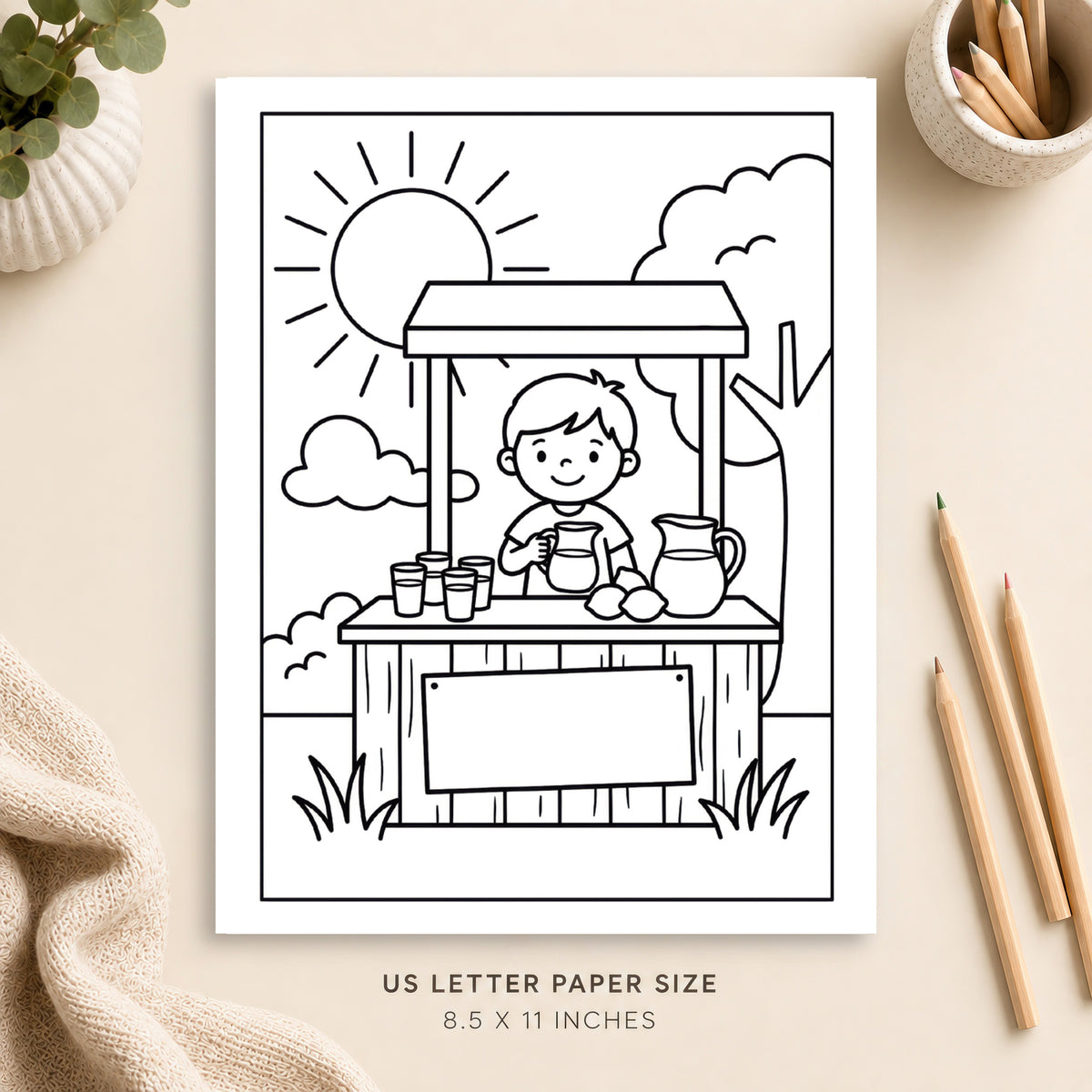 Lemonade Stand Coloring Page 1