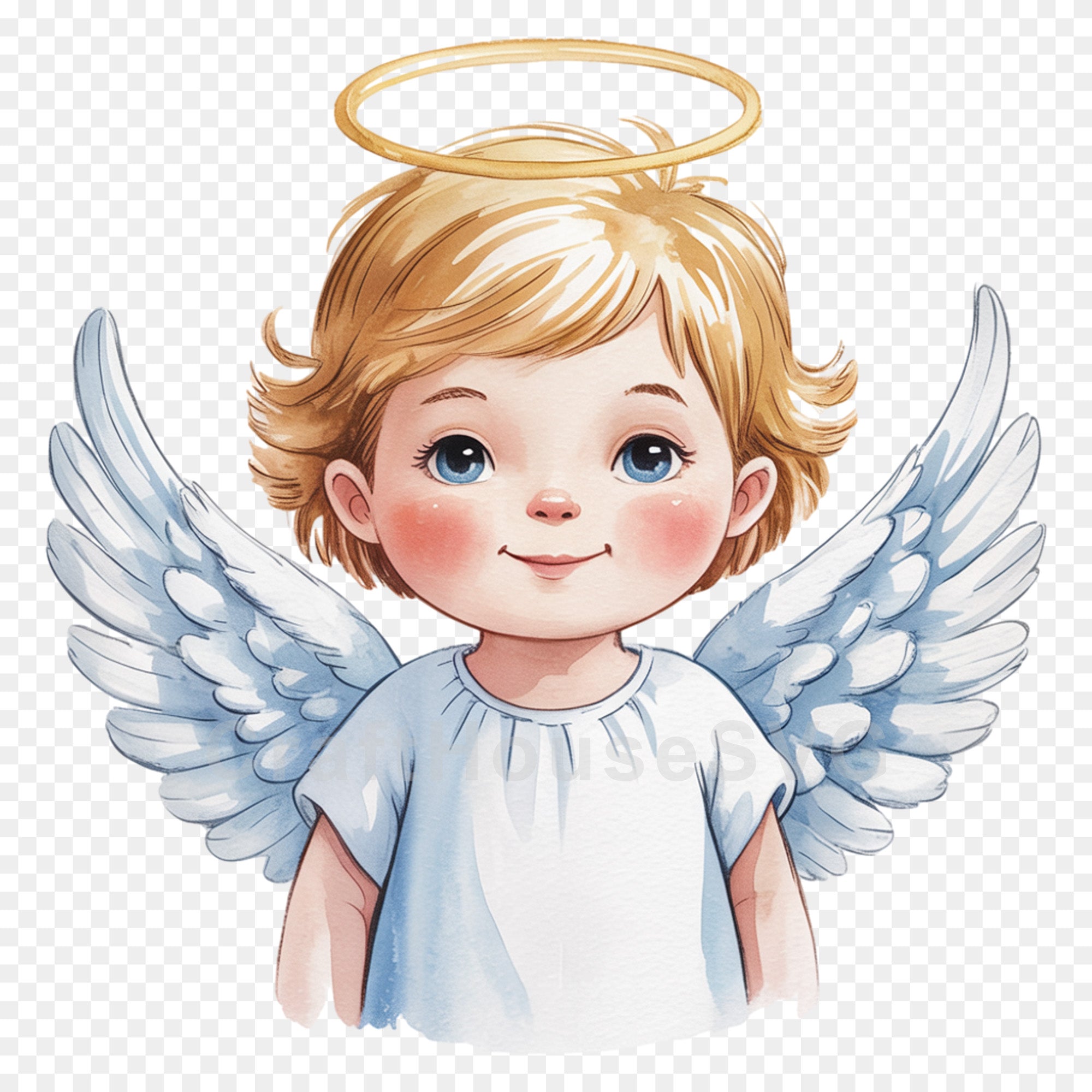 Little Angel with Halo PNG Clip Art Sublimation