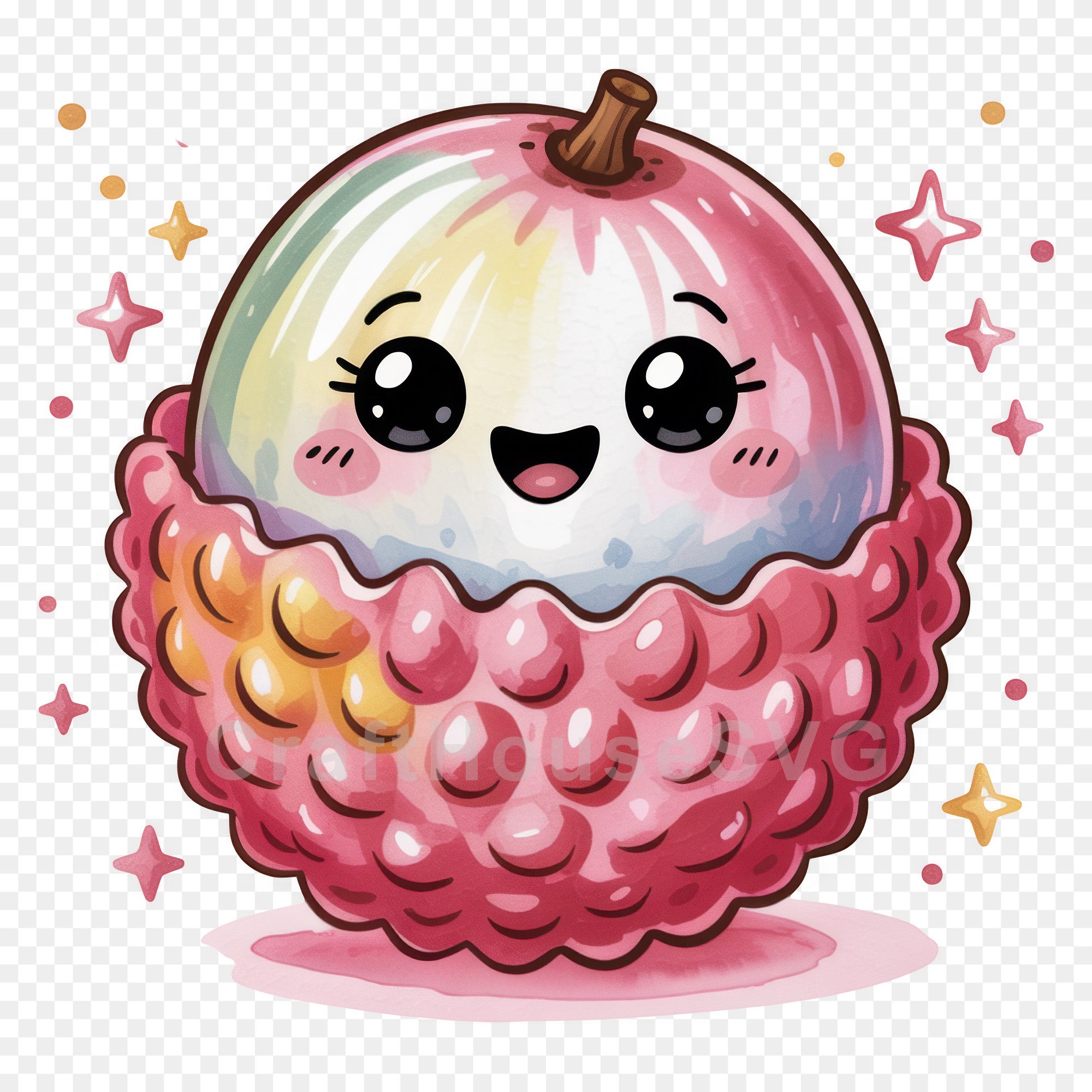 Kawaii Fruit Clipart Sublimation PNG Bundle