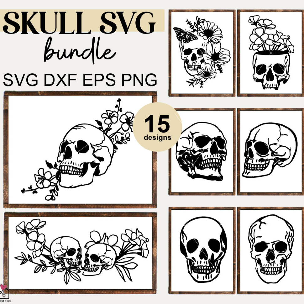 Skull SVG Bundle Floral Halloween