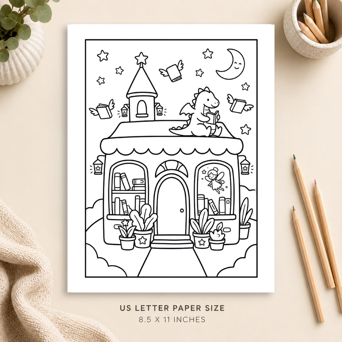 Magical Bookshop Coloring Page 4