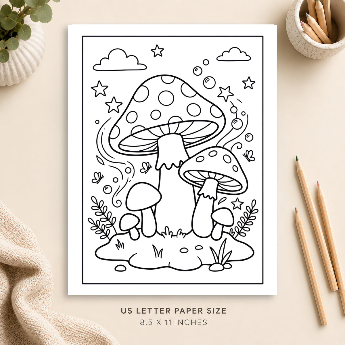 Magical Mushrooms Coloring Page 4
