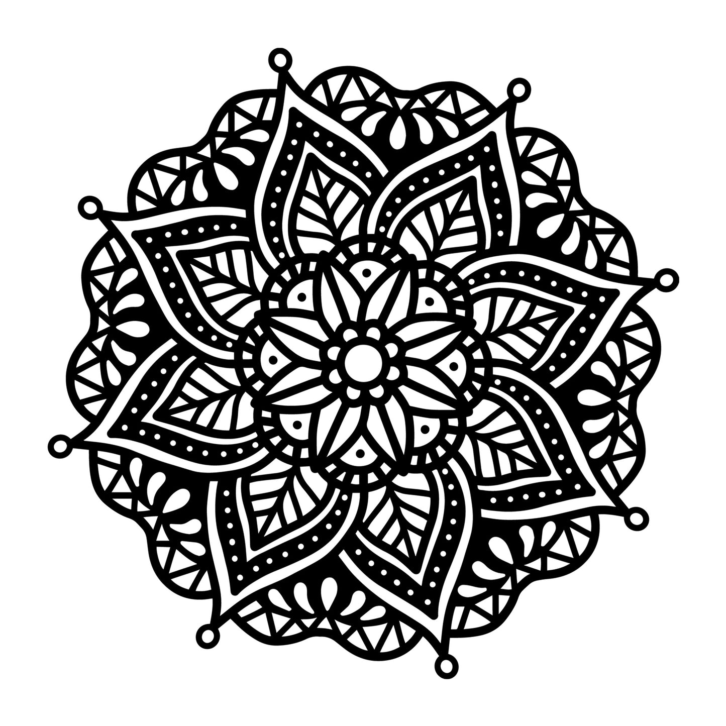 Mandala SVG mandala SVG design for Cricut, Silhouette, laser cutting, vinyl, sublimation, decals, shirts, and DIY craft projects.