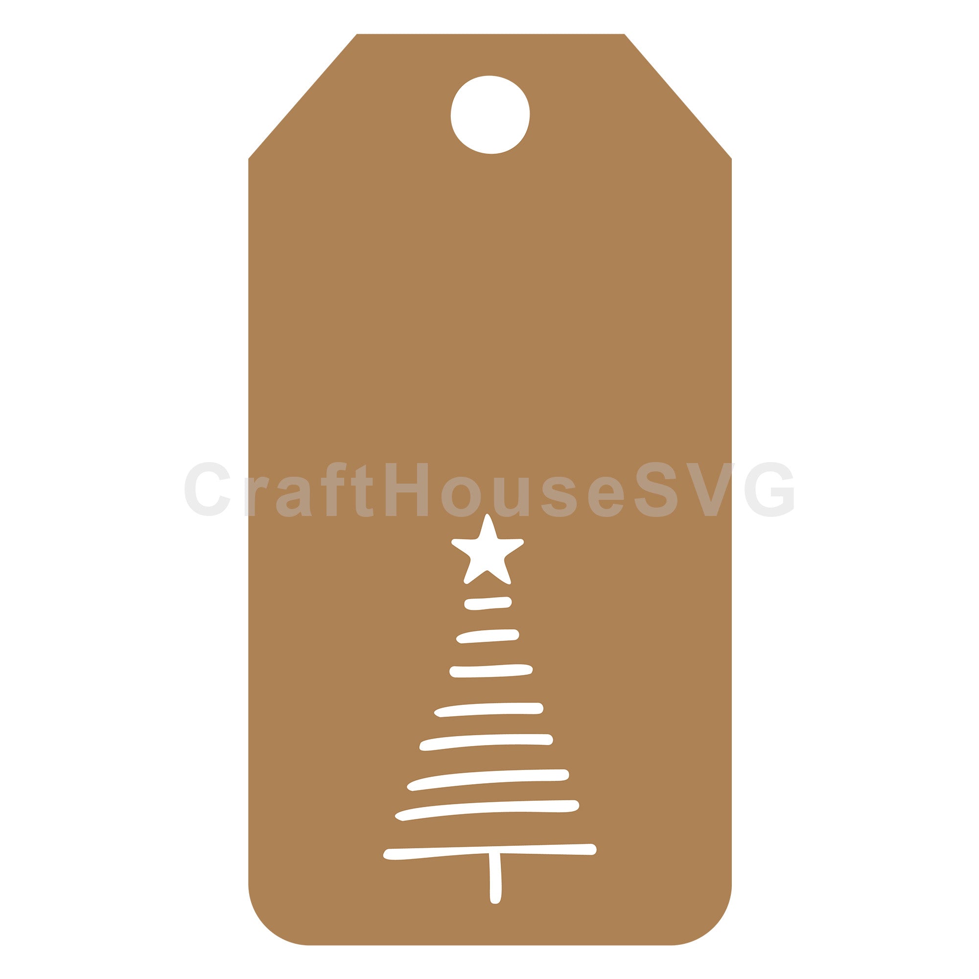Minimal Christmas Tree Gift Tag SVG
