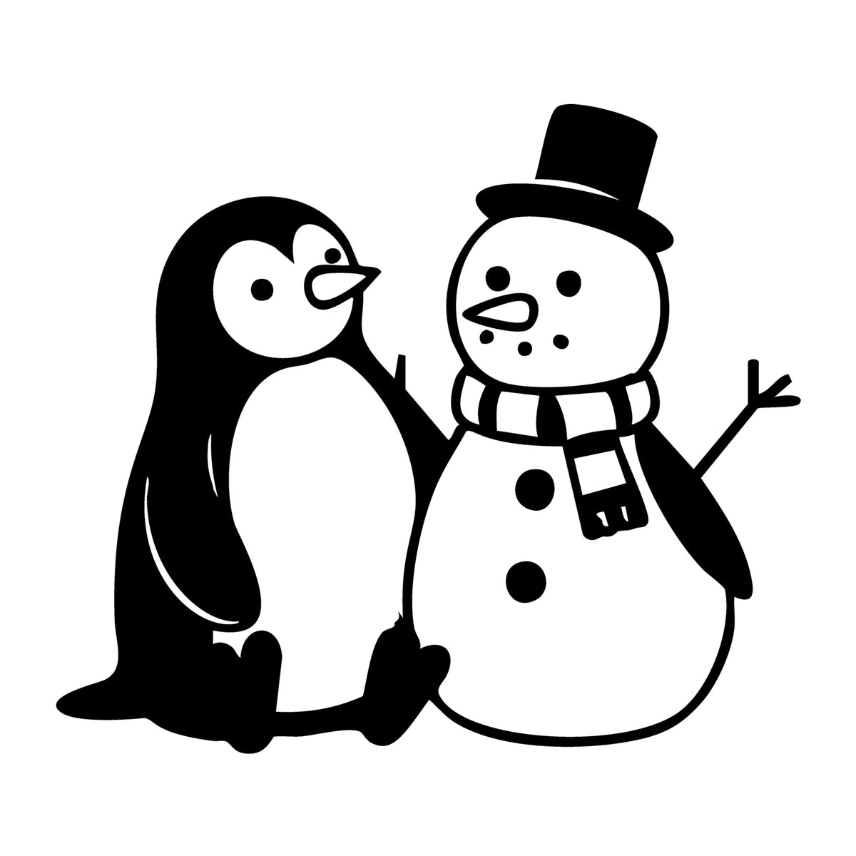 Minimal Penguin and Snowman SVG design for Cricut, Silhouette, laser cutting, vinyl, sublimation, and craft projects.