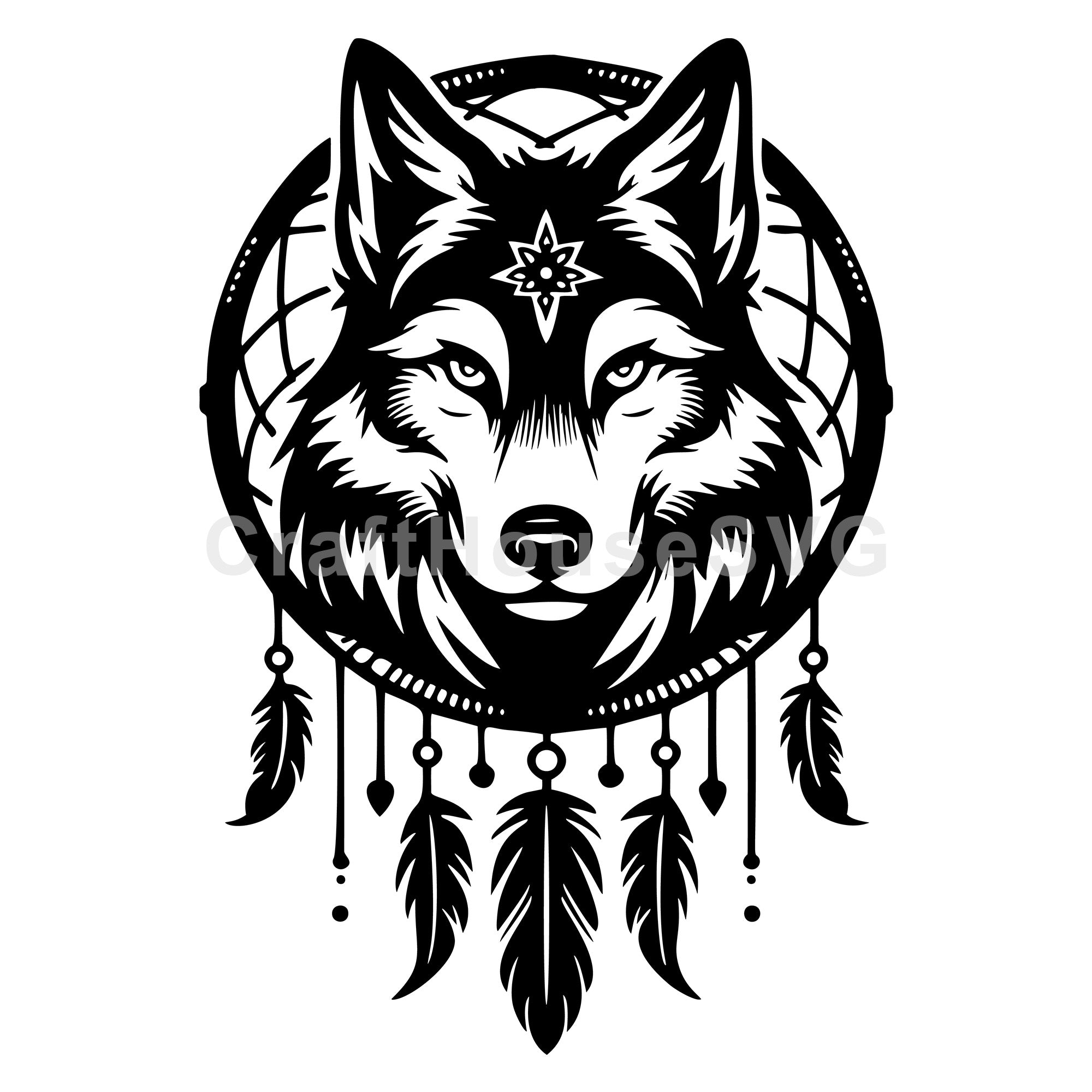 Mythical Wolf Dreamcatcher SVG