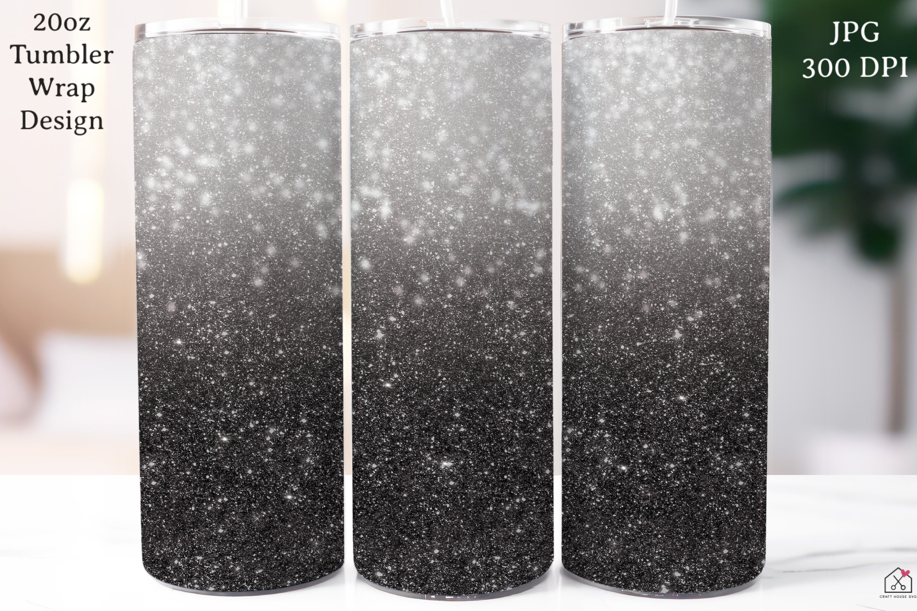 Ombre Glitter 20 oz Tumbler Wrap Bundle Sublimation Designs JPG