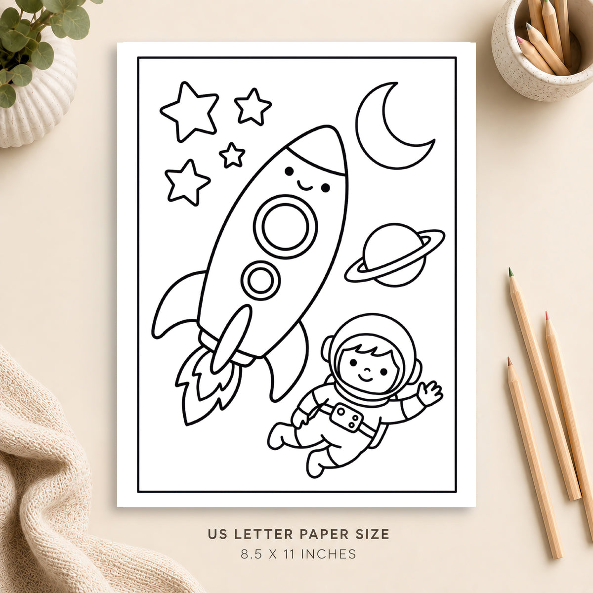 Outer Space Coloring Page 1