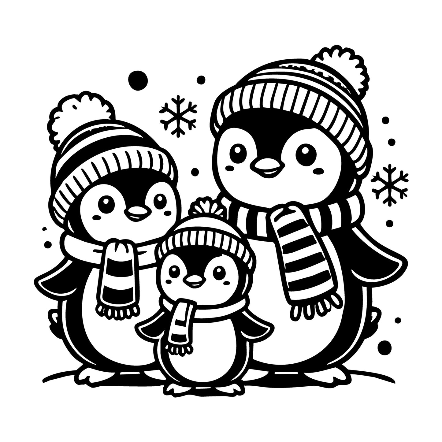 Penguin Family SVG design for Cricut, Silhouette, laser cutting, vinyl, sublimation, and craft projects.