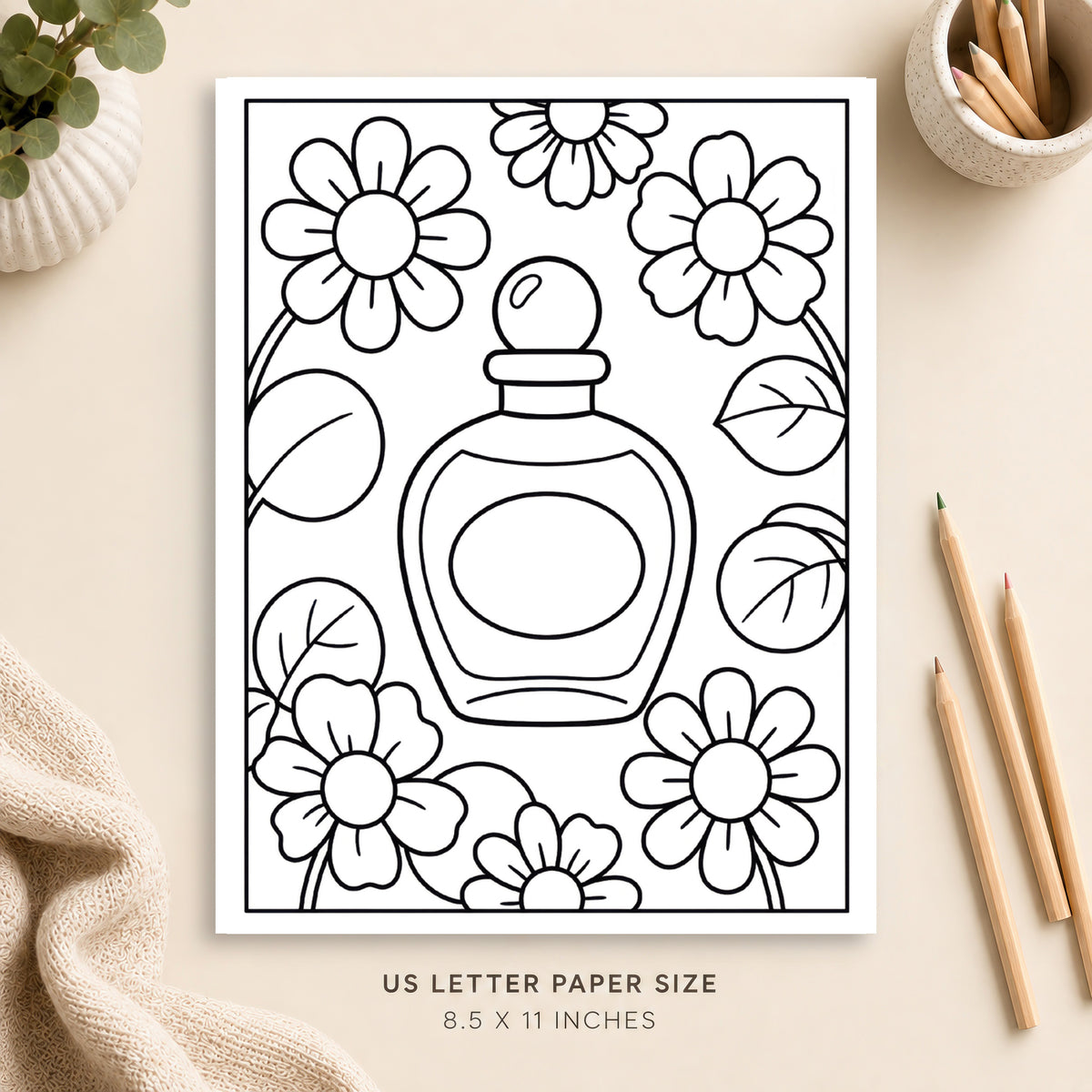 Perfume and Flowers Coloring Page 1