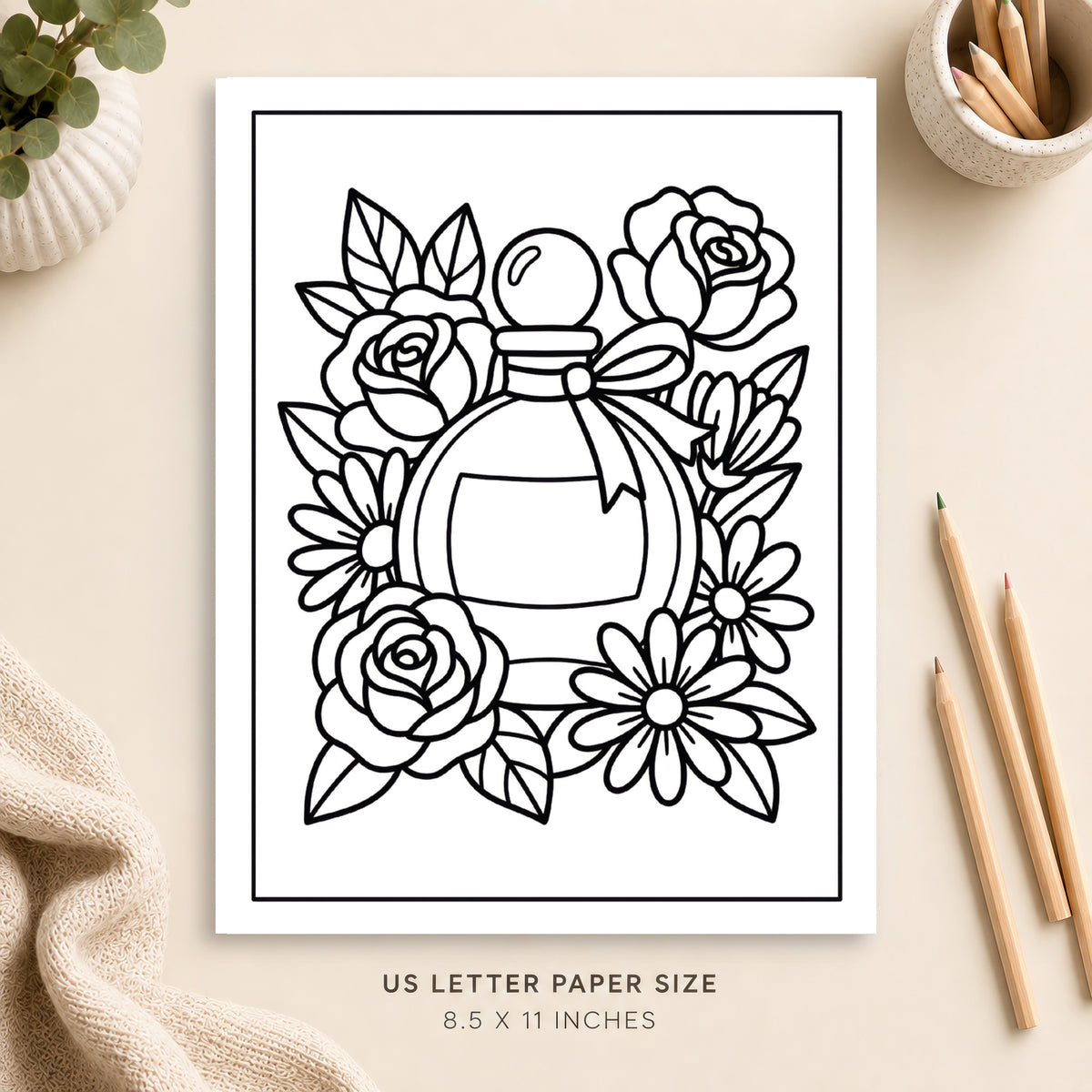 Perfume and Flowers Coloring Page 3