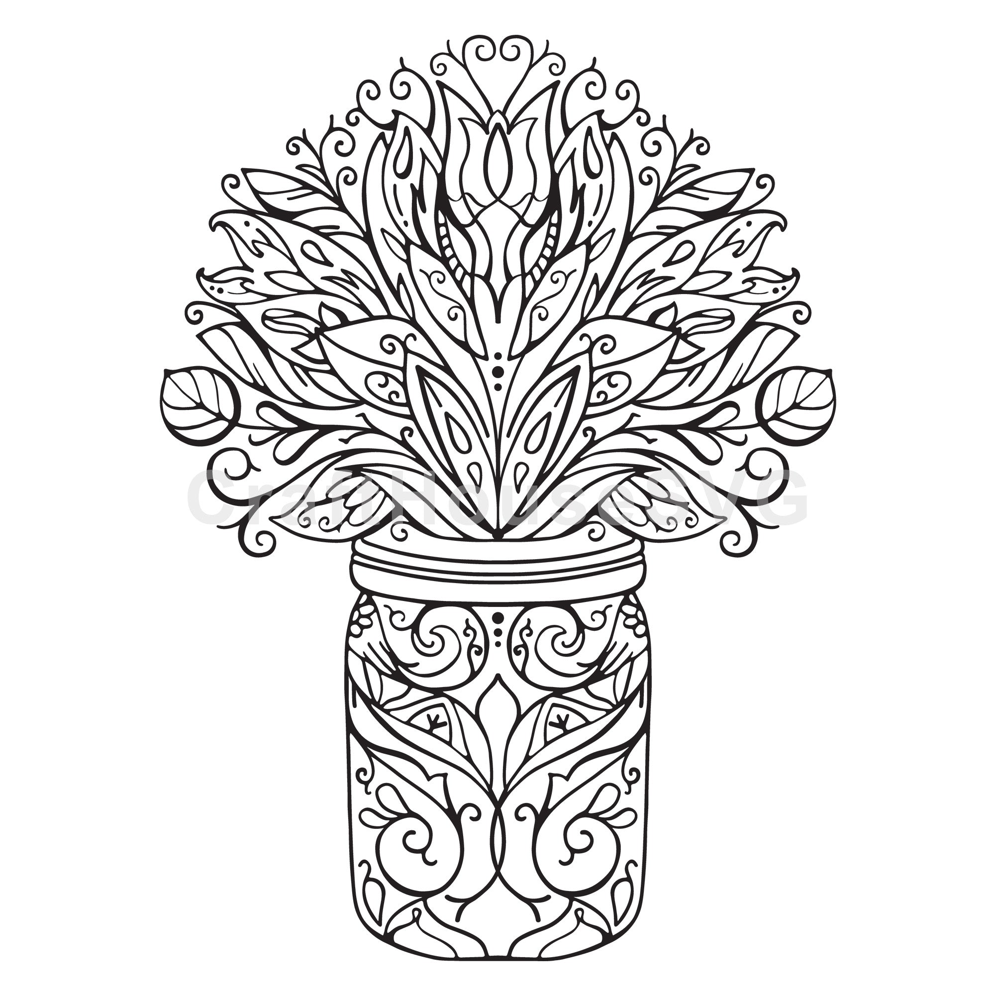 Jar of Flowers Mandala SVG