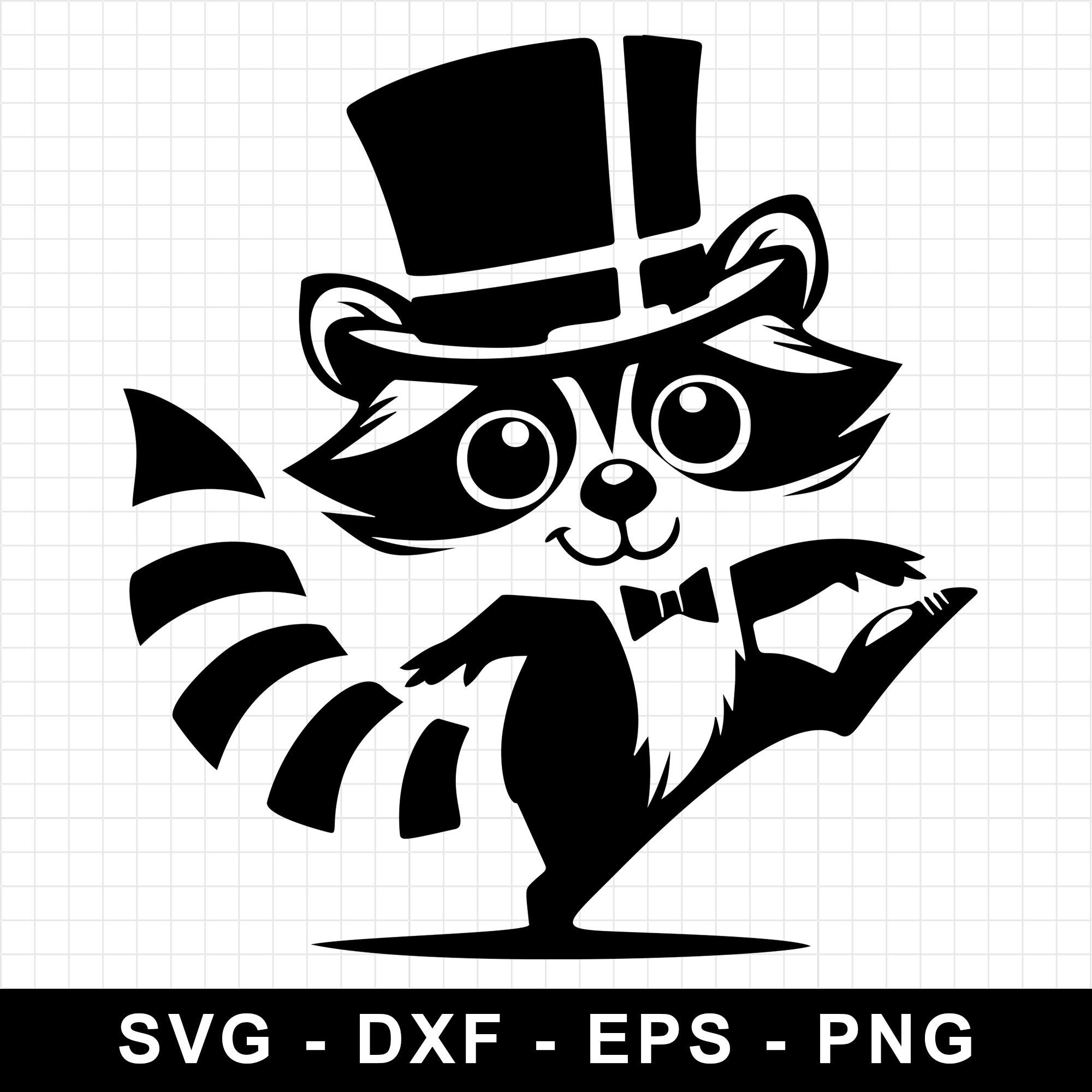 Elegant Raccoon in Top Hat Performing SVG