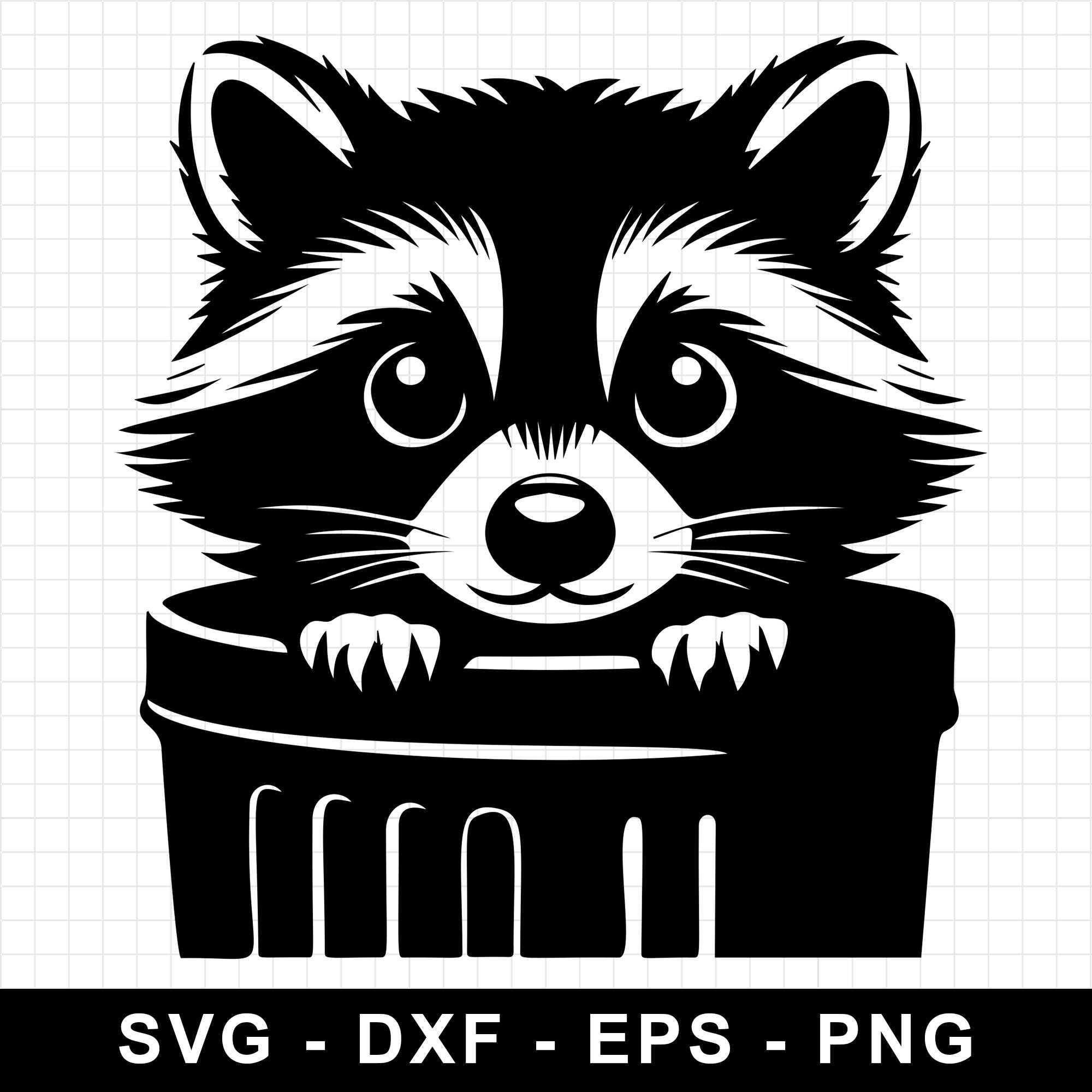 Cute Raccoon Peeking Out Of Trash Can SVG