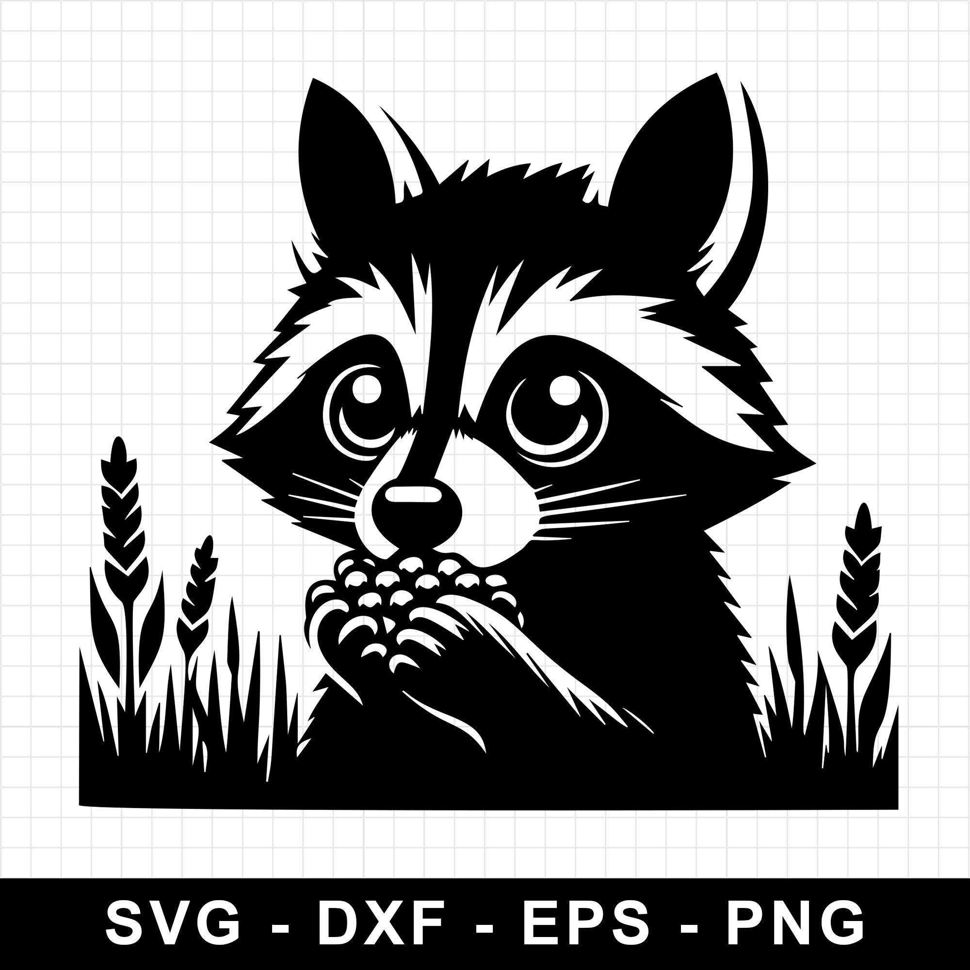 Raccoon Holding Berries In Field SVG