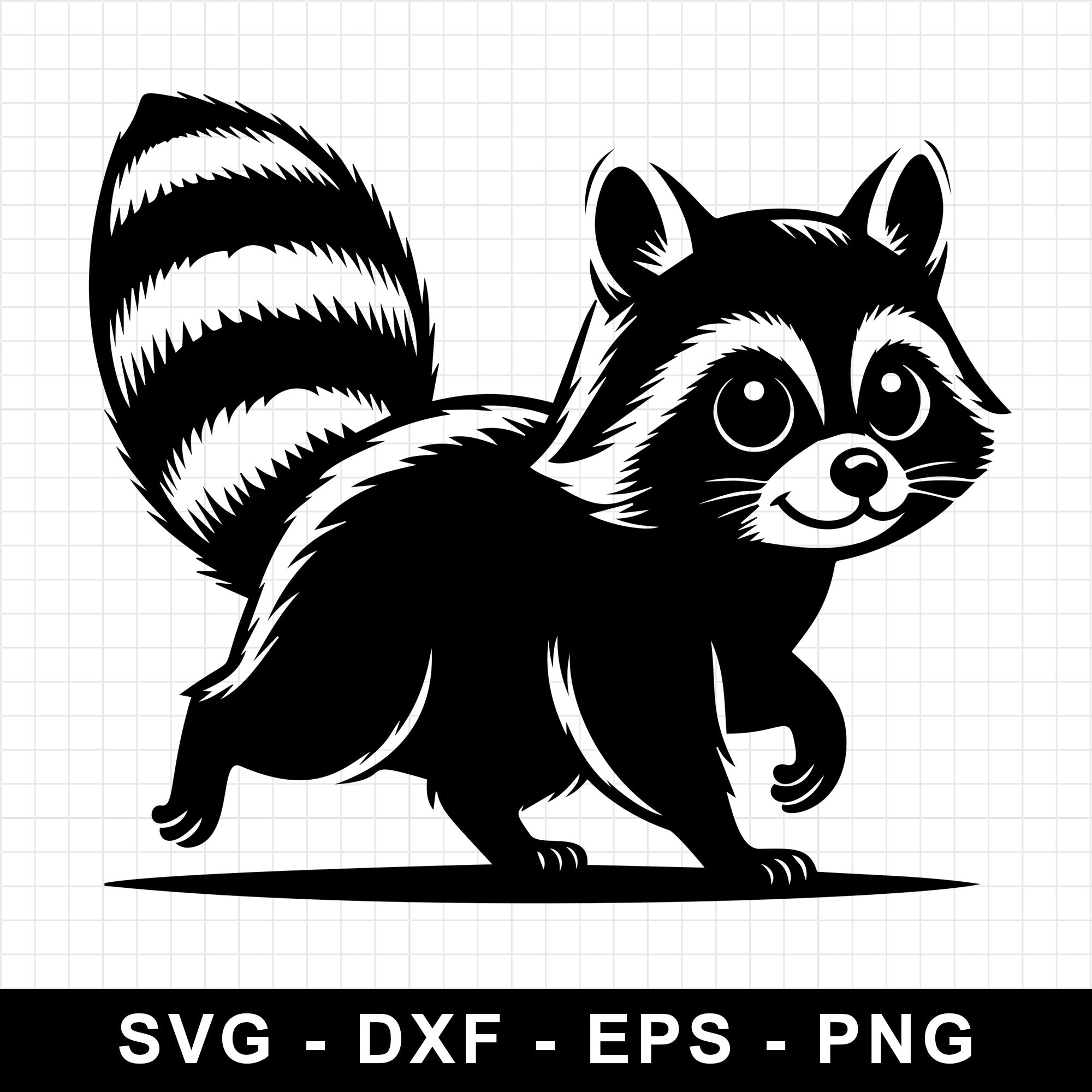 Raccoon Walking with Bushy Tail SVG