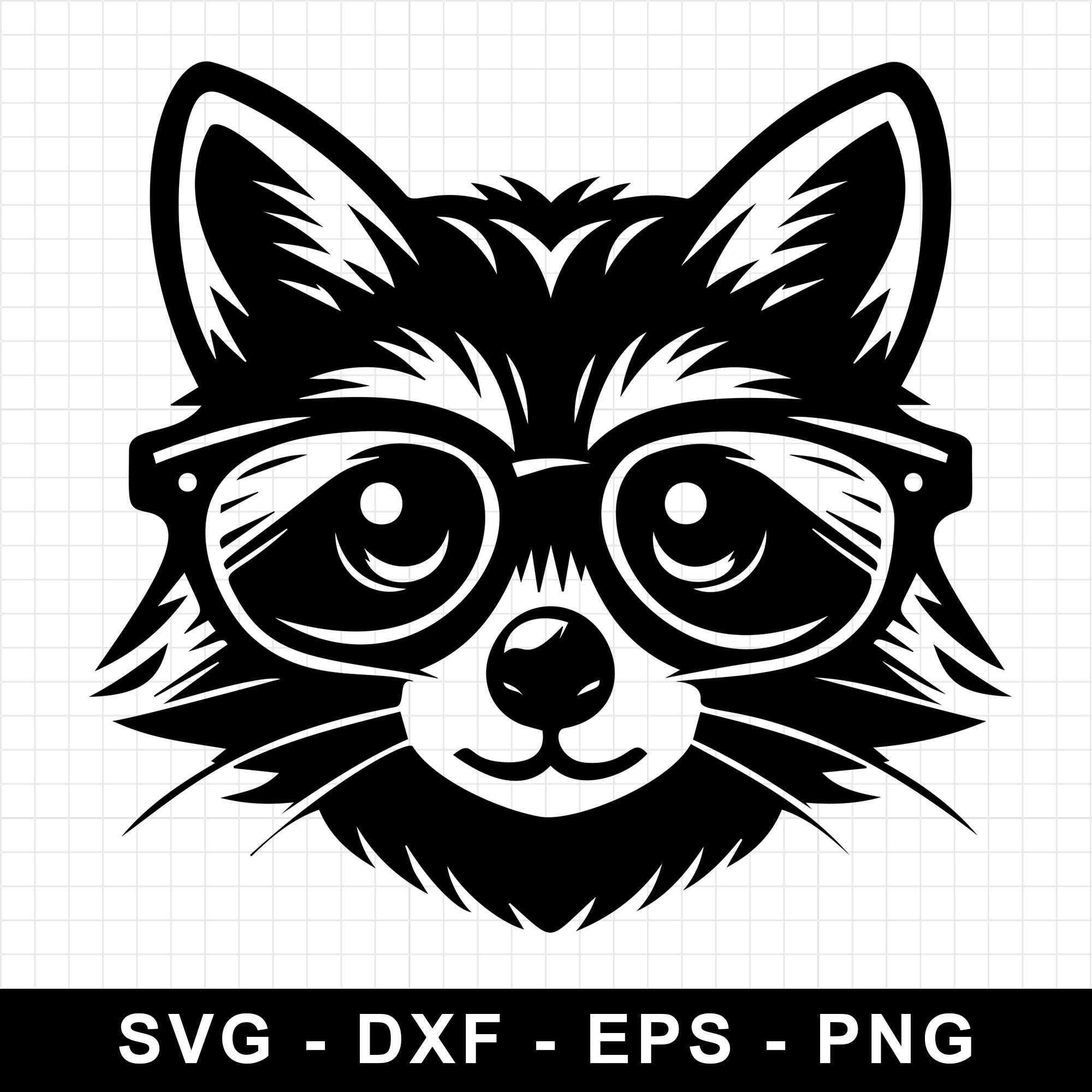 Raccoon Face with Glasses SVG