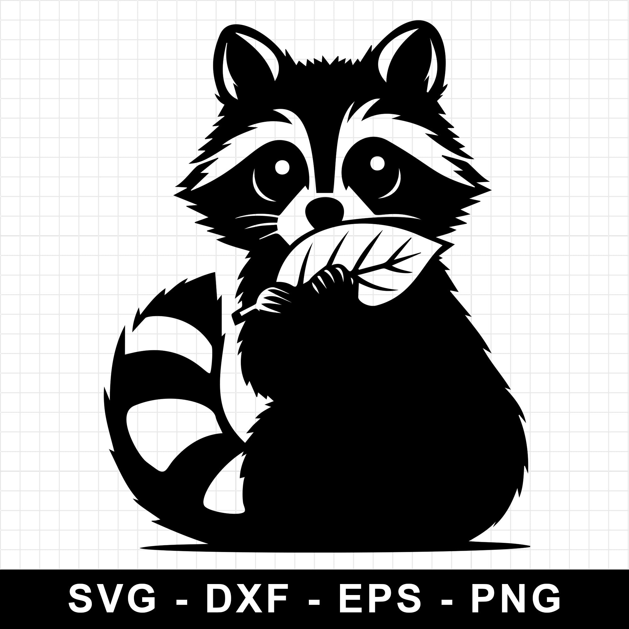 Raccoon Sitting with a Leaf SVG