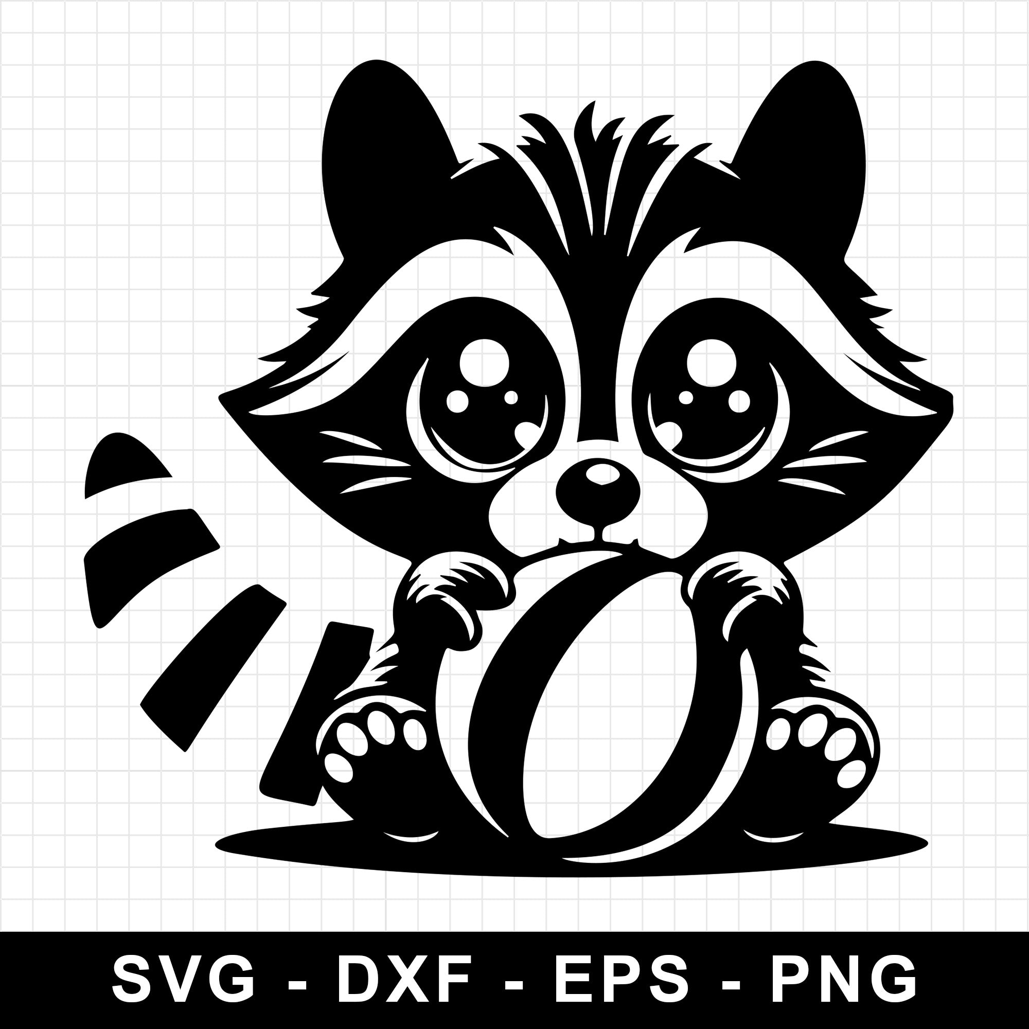 Raccoon Holding Ball with Big Eyes SVG