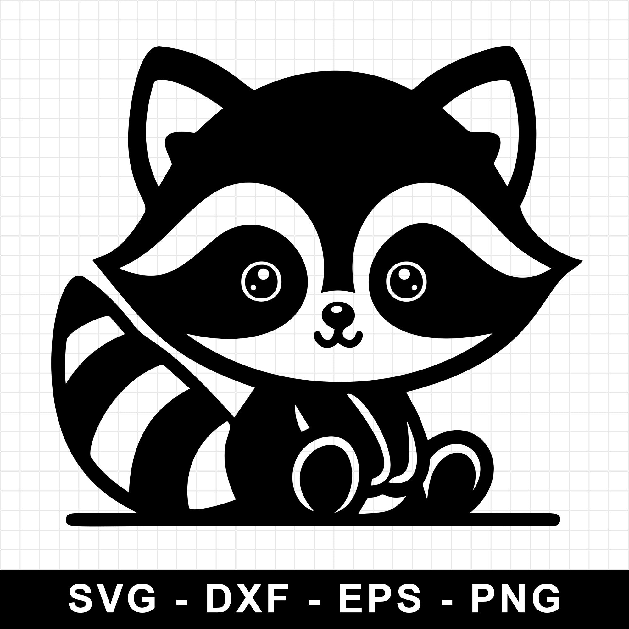 Sitting Raccoon with Cute Expression SVG