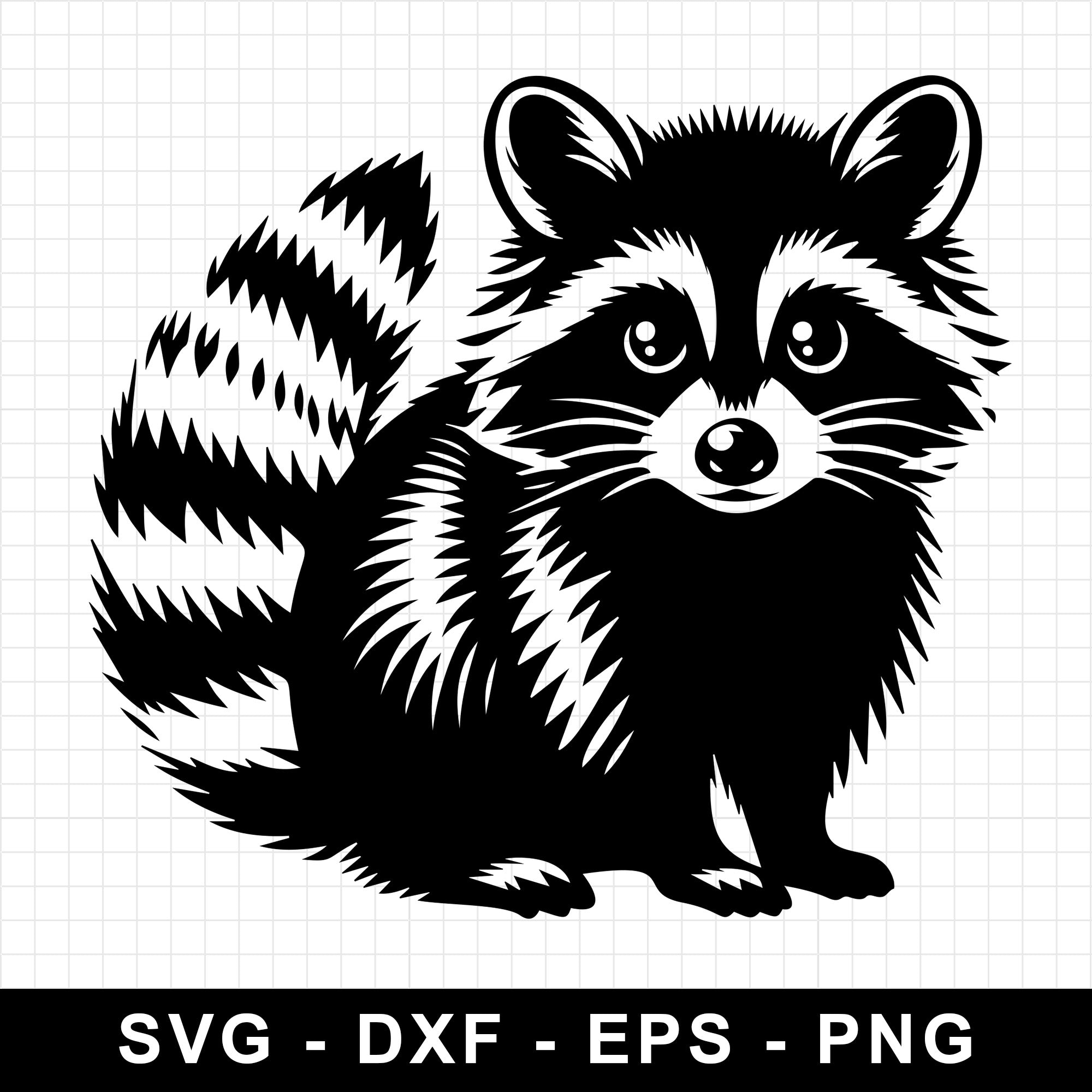 Fluffy Raccoon Sitting SVG