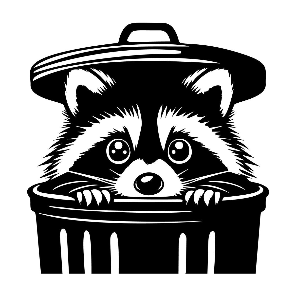 Raccoon SVG design for Cricut, Silhouette, laser cutting, vinyl, sublimation, and craft projects.