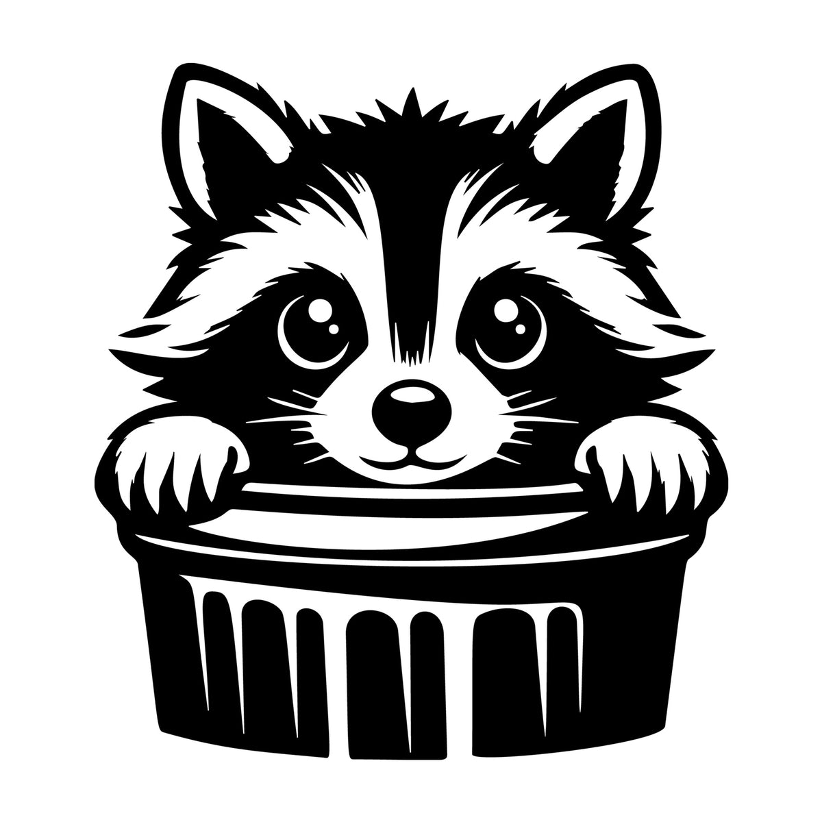 Raccoon SVG design for Cricut, Silhouette, laser cutting, vinyl, sublimation, and craft projects.